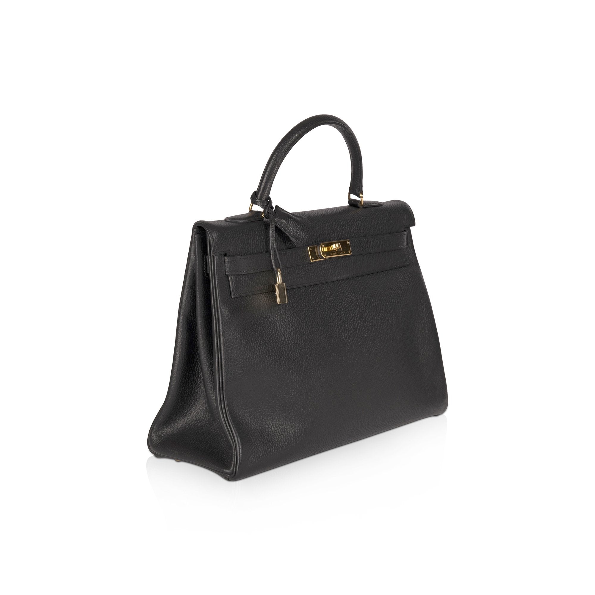 Hermes Vintage Black Clemence Kelly Retourne 35