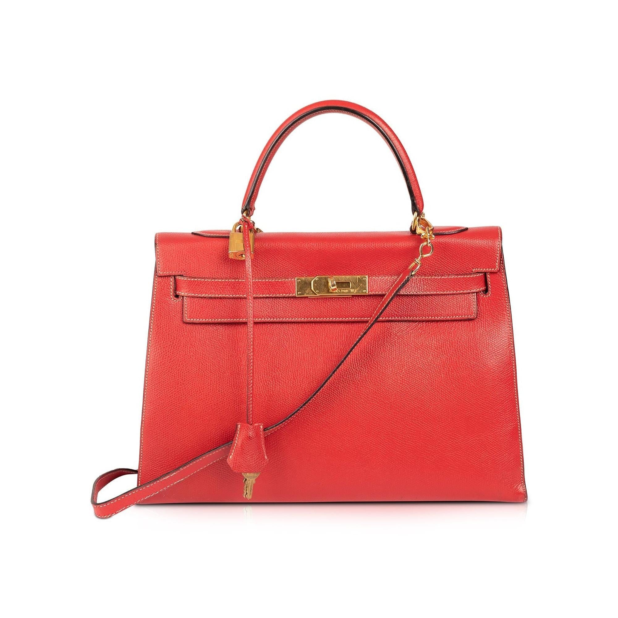 Hermes Vintage Red Epsom Kelly Sellier 32