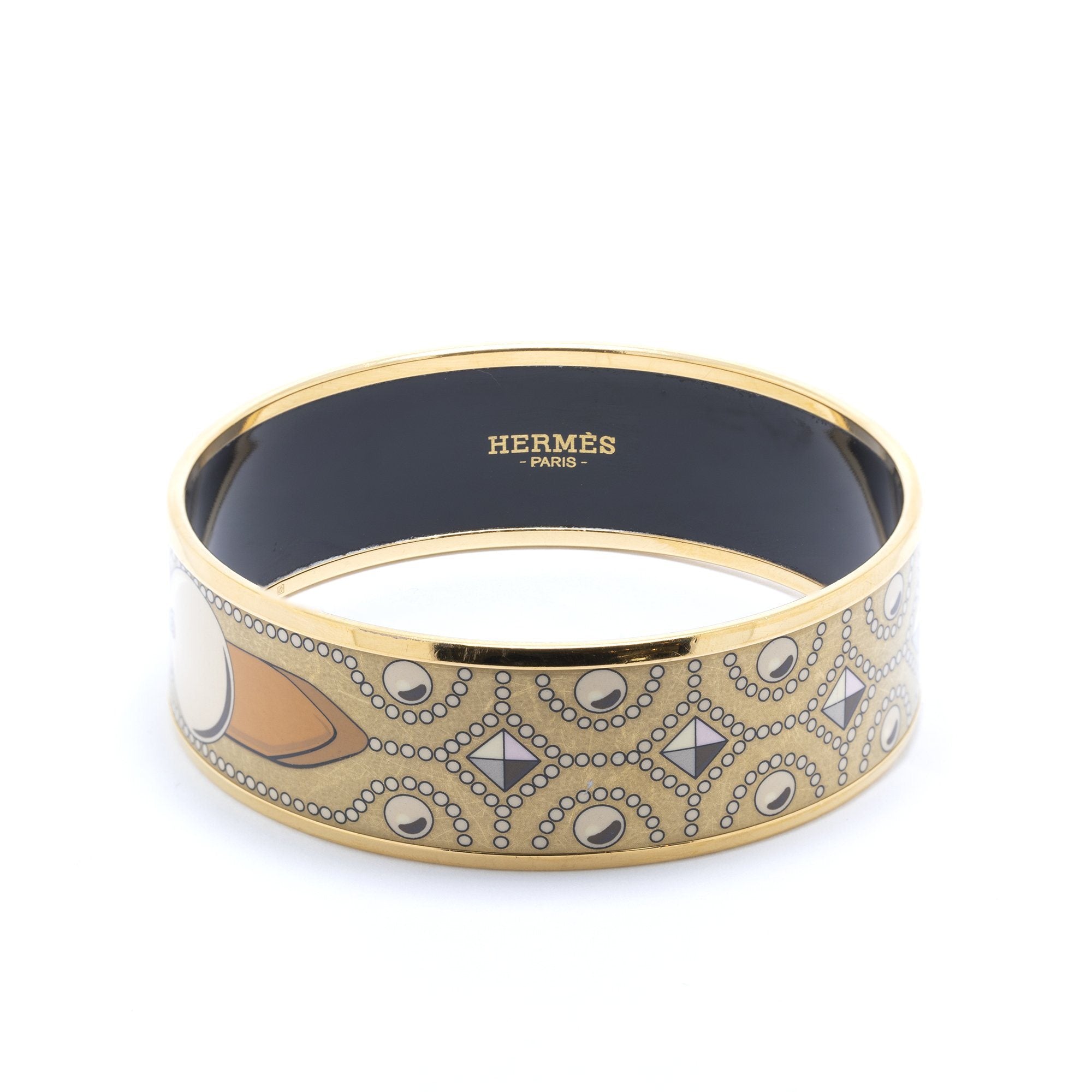 Hermes Wide Enamel Bangle Bracelet