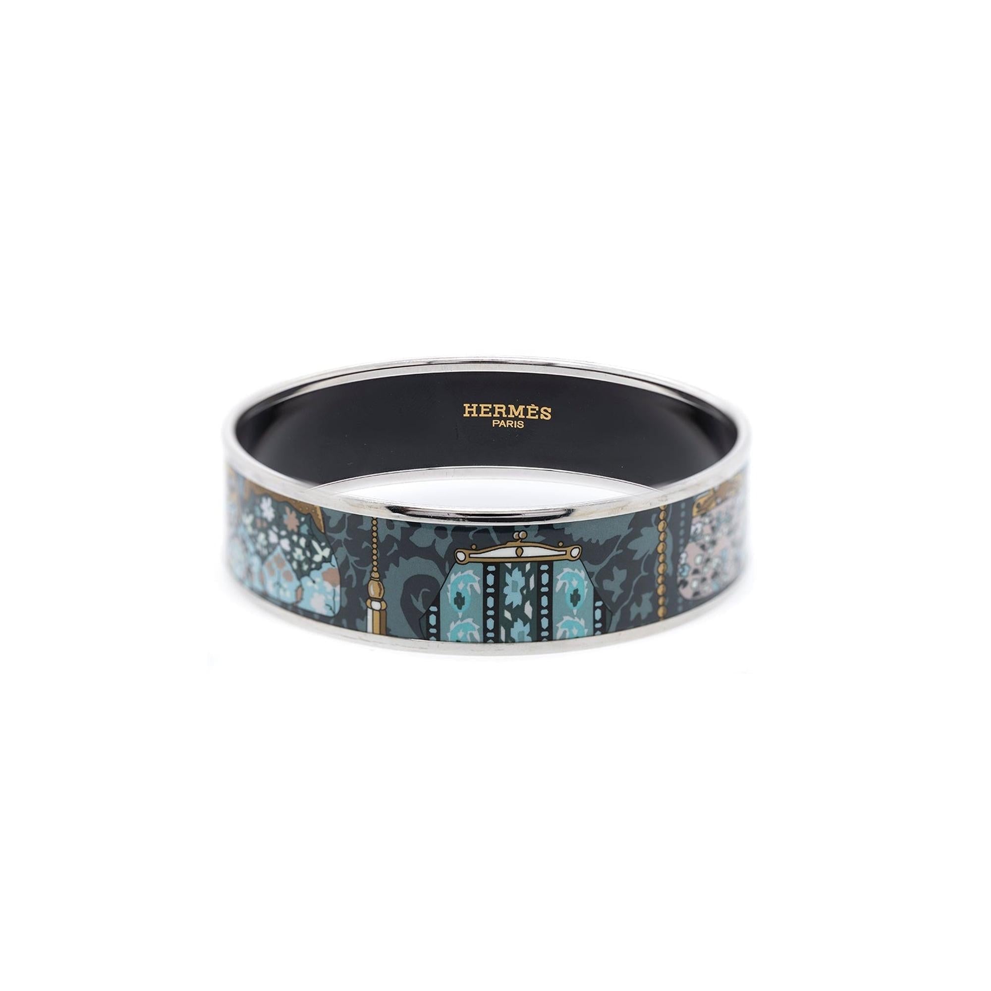 Hermes Wide Enamel Bangle Bracelet