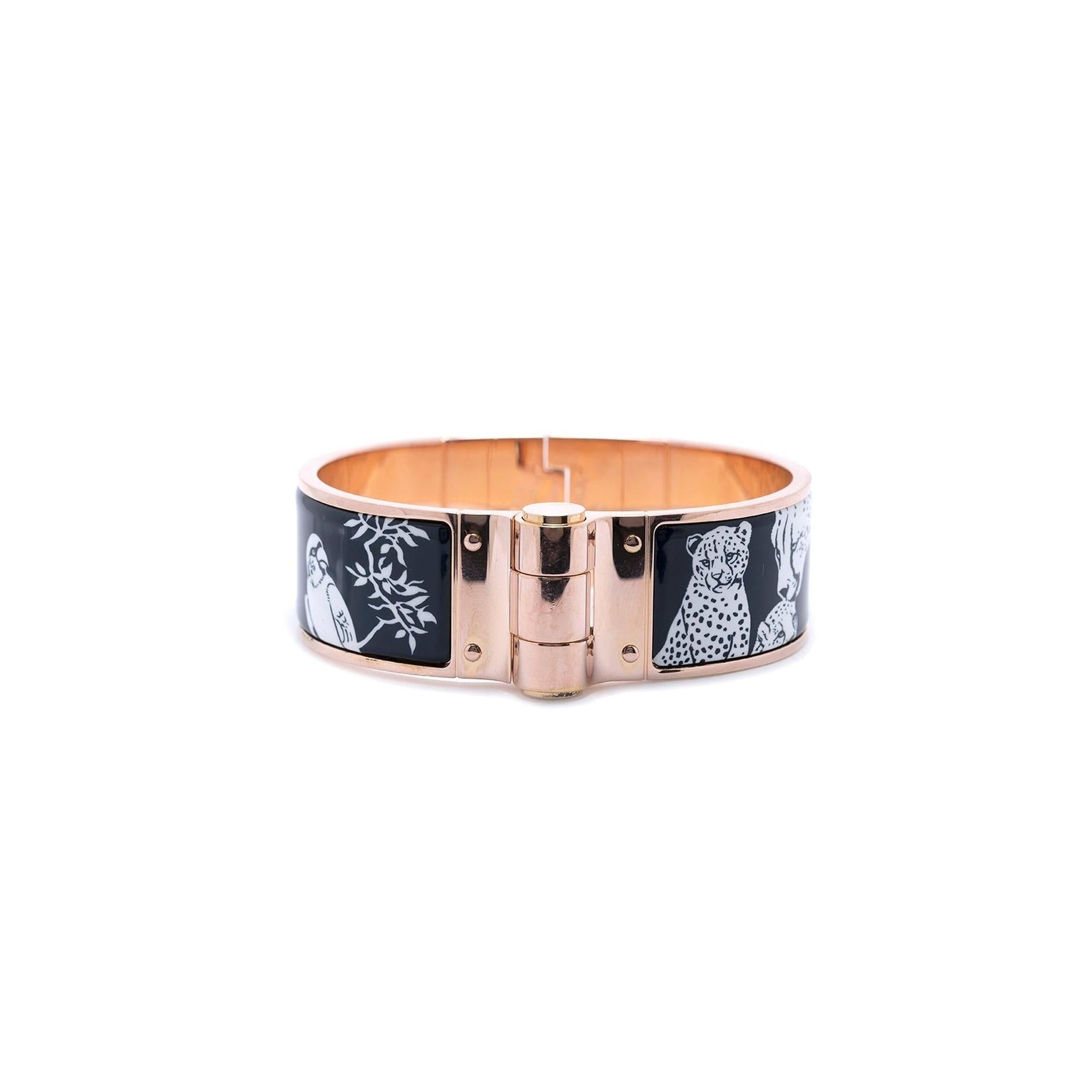 Hermes Wide Hinged Enamel Bracelet