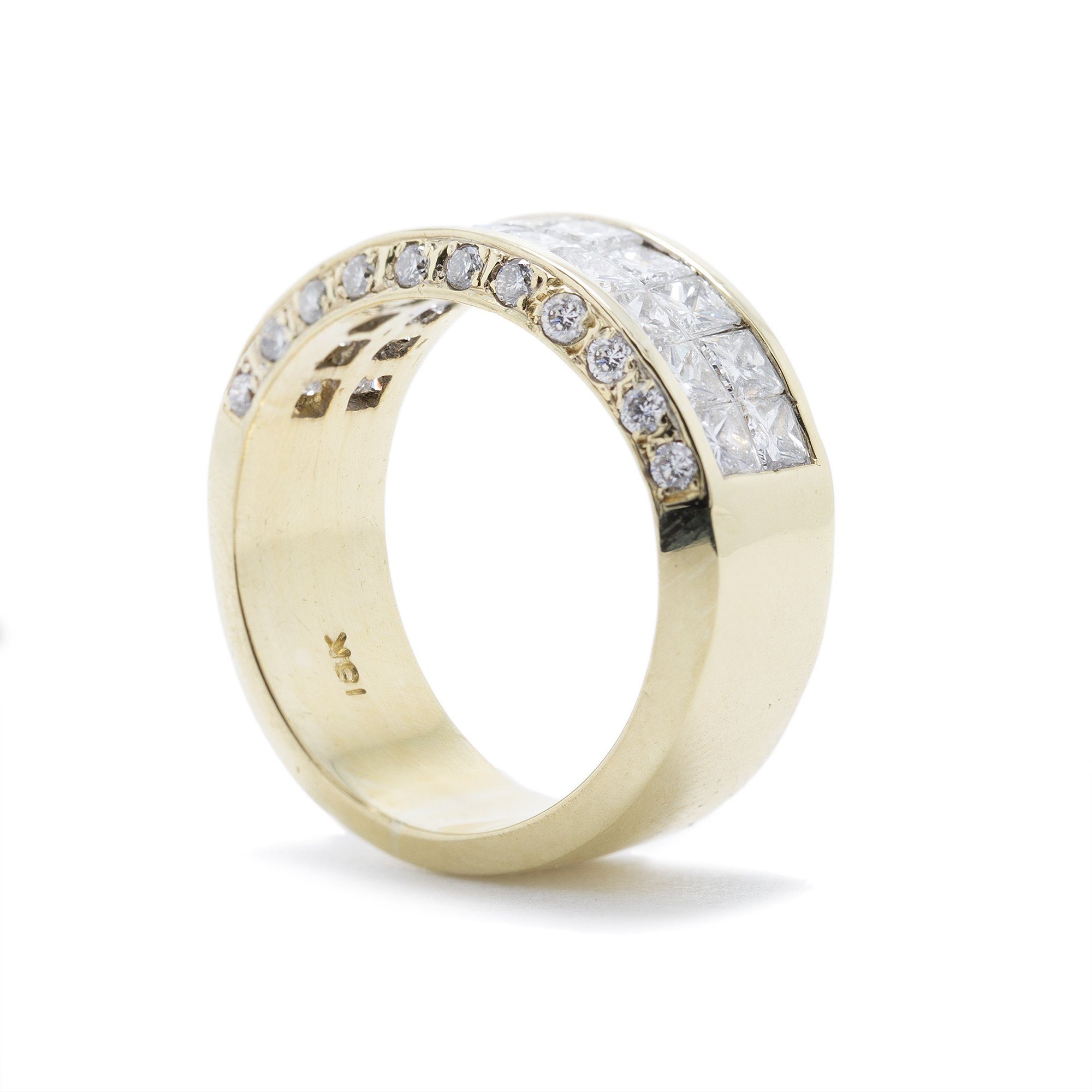 Invisible-Set Two-Row Diamond Band Ring