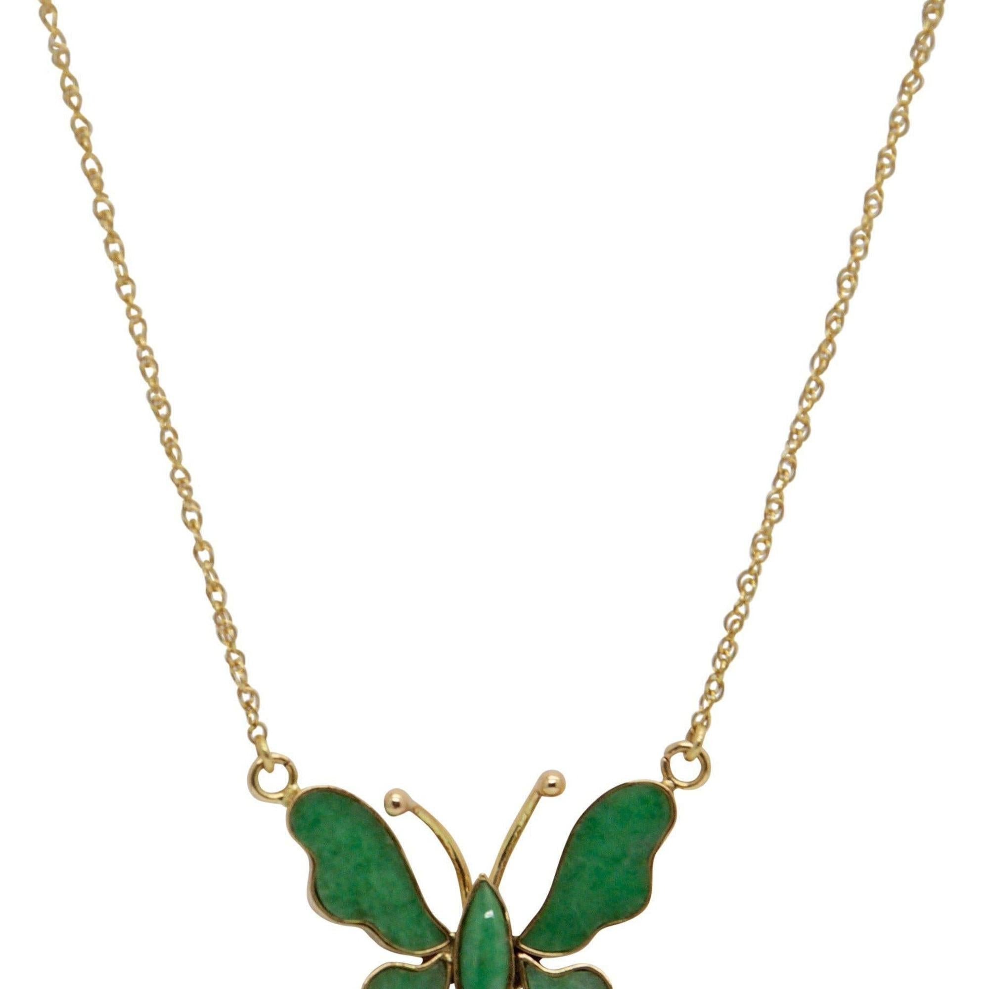 Jade Butterfly Pendant Necklace