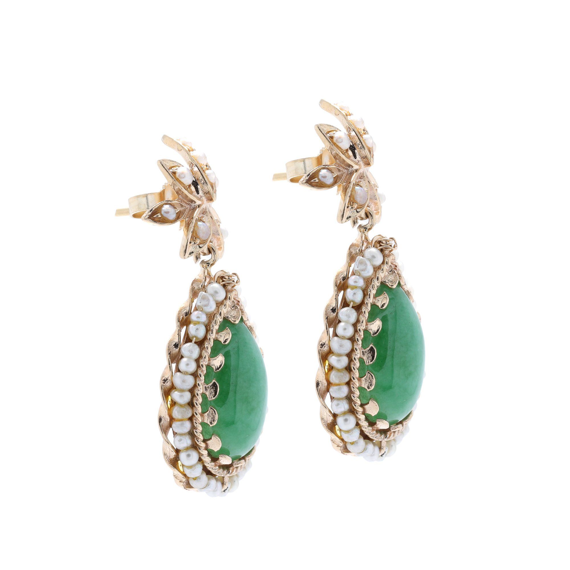 Jade & Seed Pearl Earrings