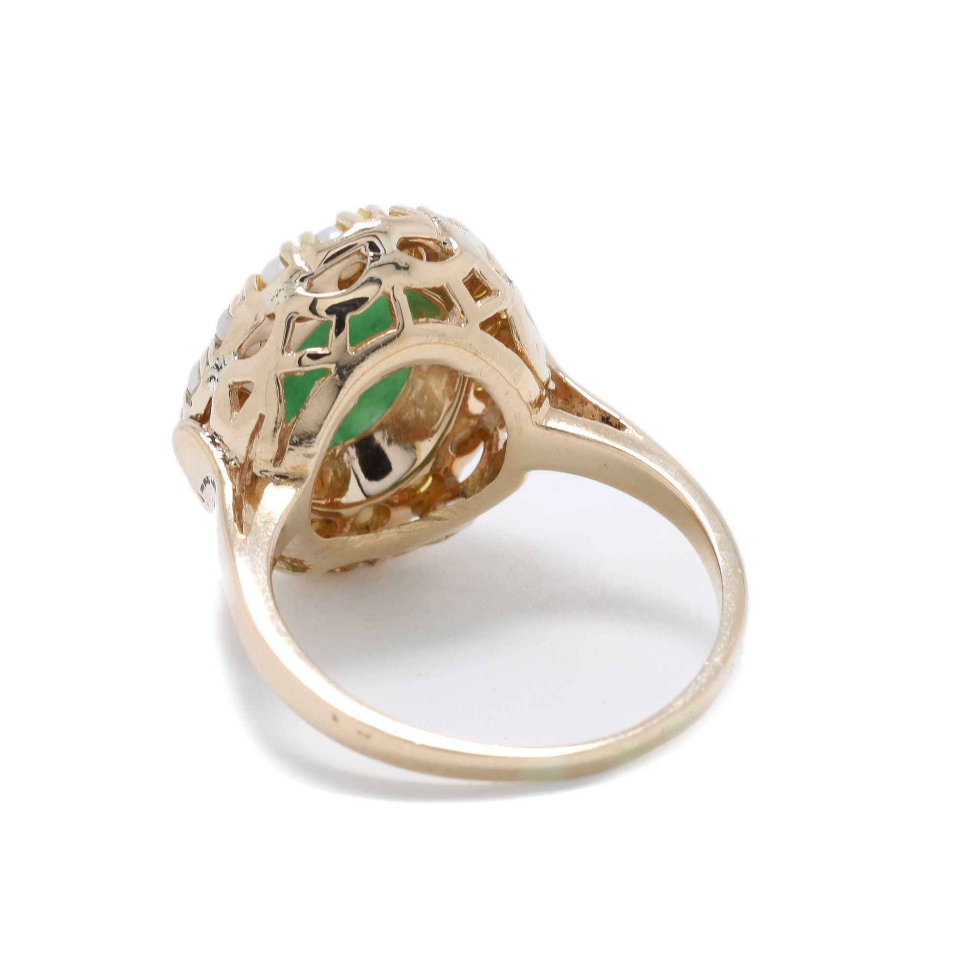 Jade & Seed Pearl Ring