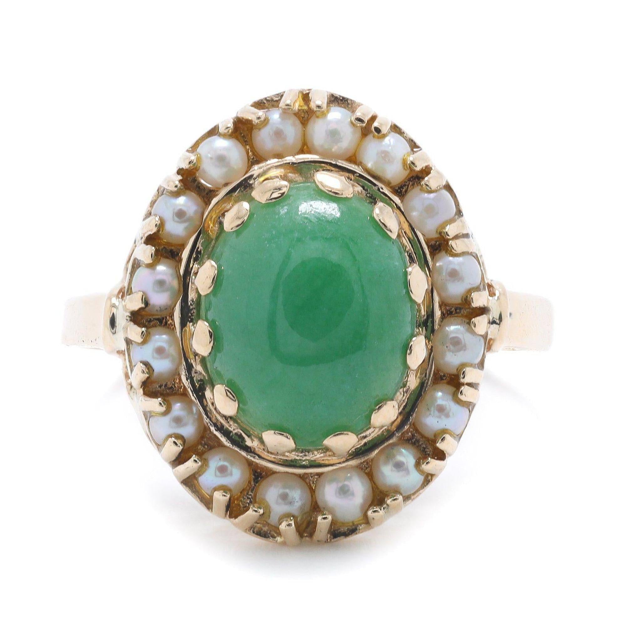 Jade & Seed Pearl Ring