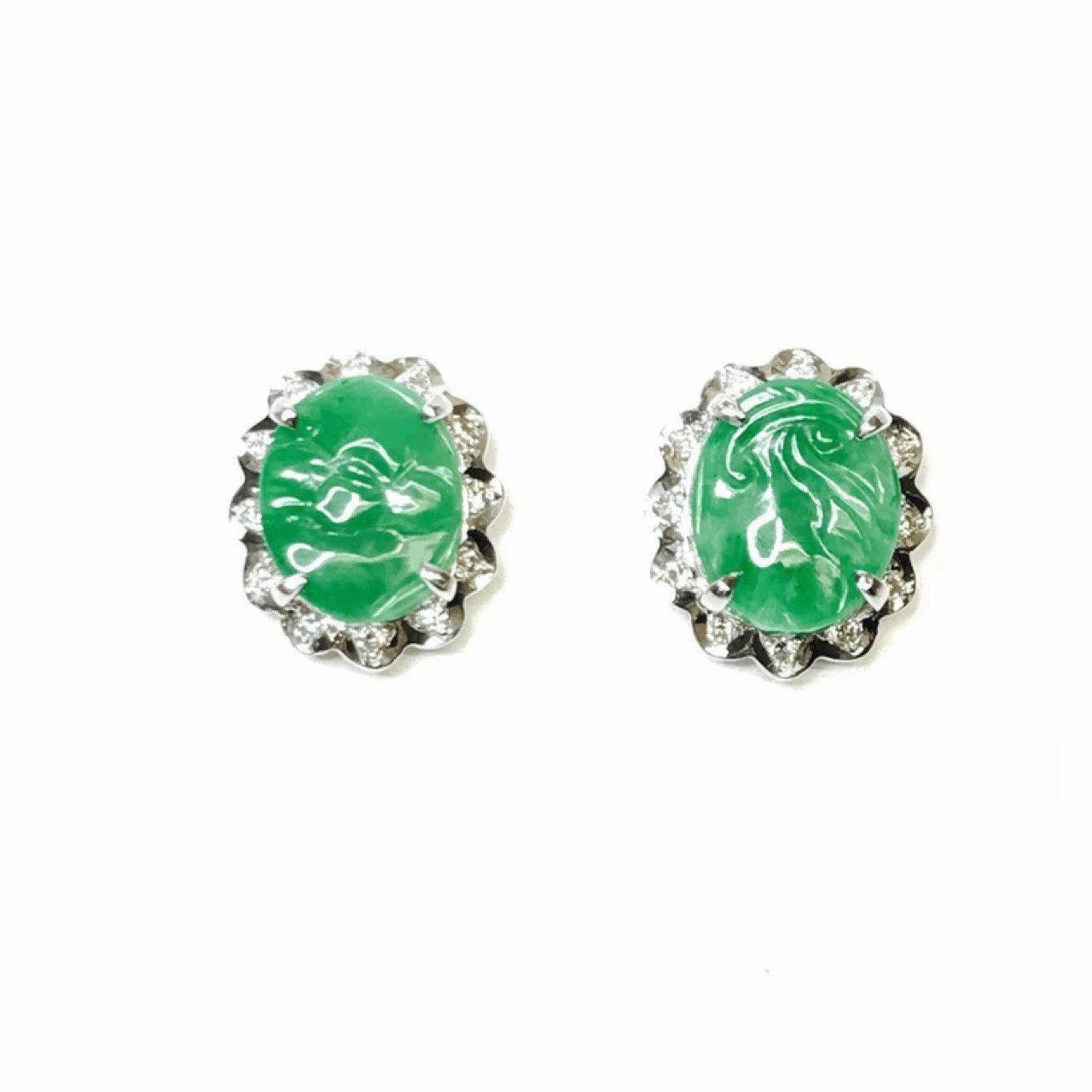 Jade and Diamond Earrings