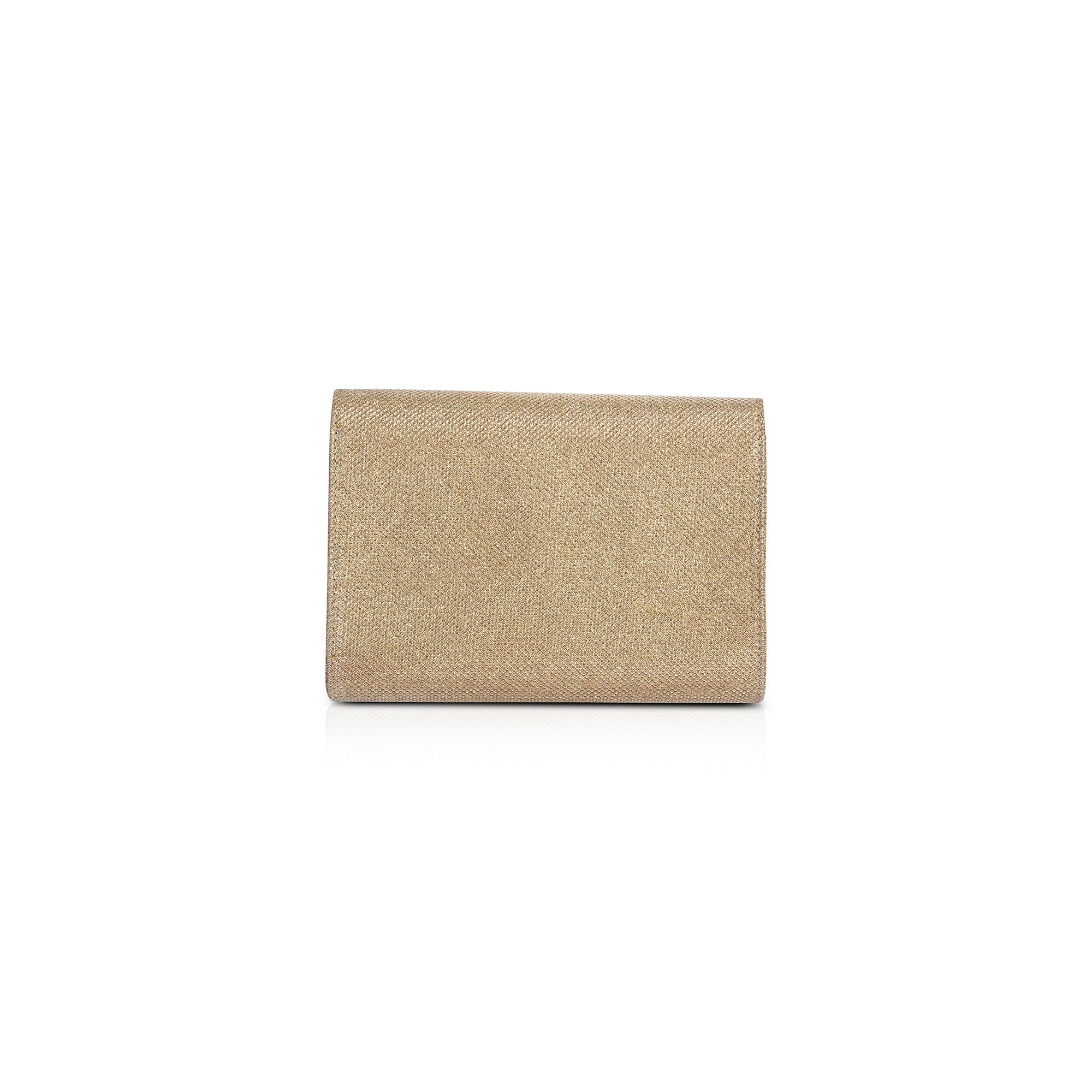 Jimmy Choo Gold Glitter Bow Metal Bar Clutch