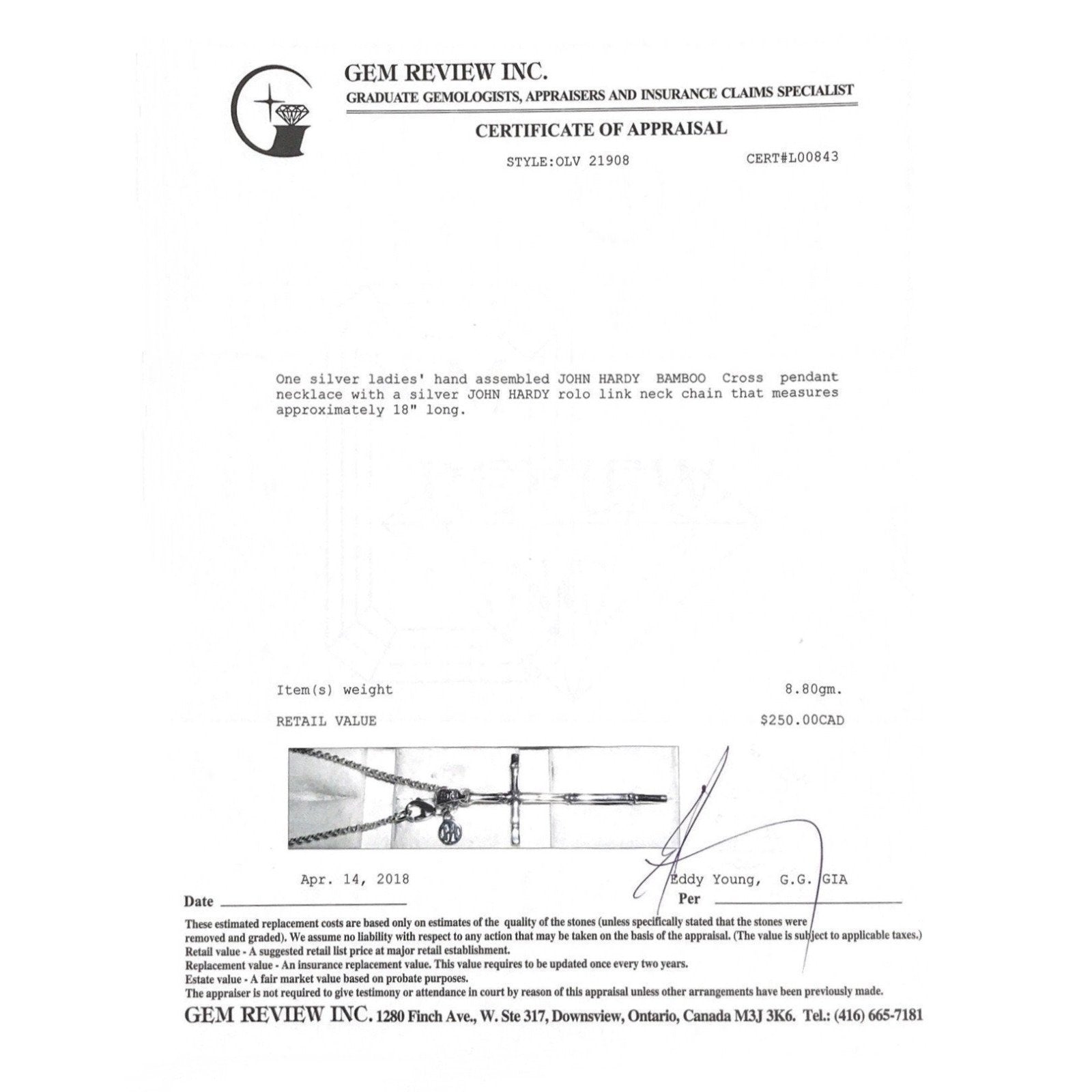 John Hardy Bamboo Cross Pendant Necklace