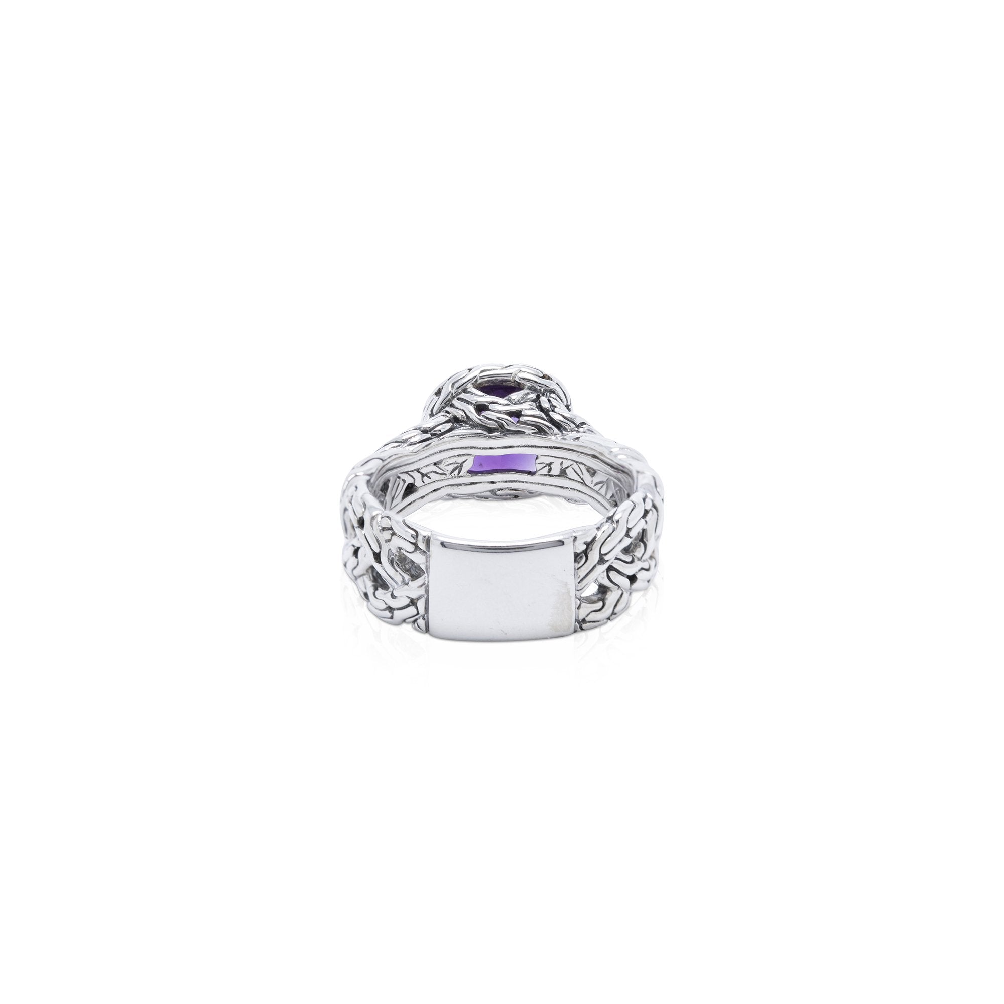 John Hardy Batu Classic Chain Amethyst Braided Ring