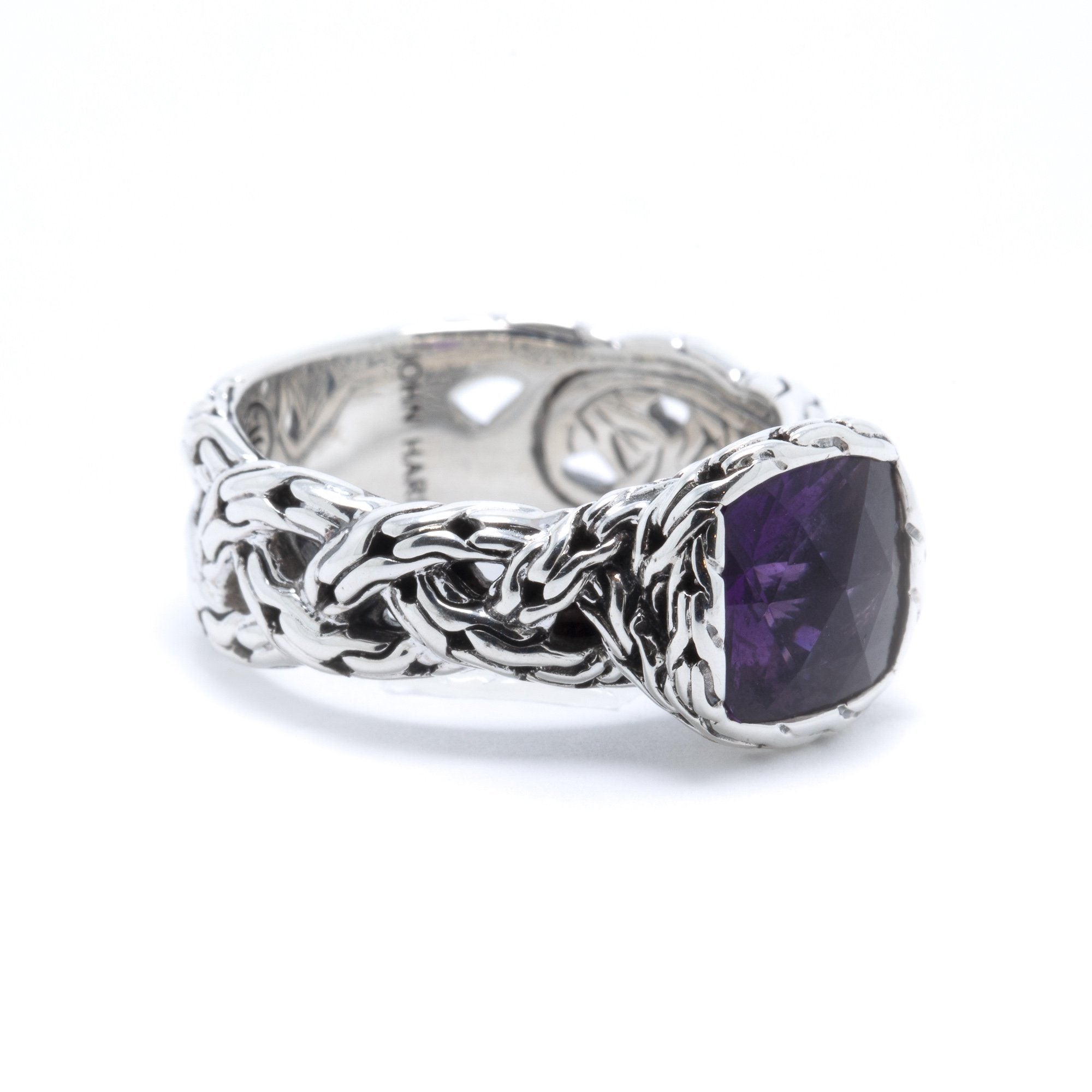 John Hardy Batu Classic Chain Braided Ring with Amethyst
