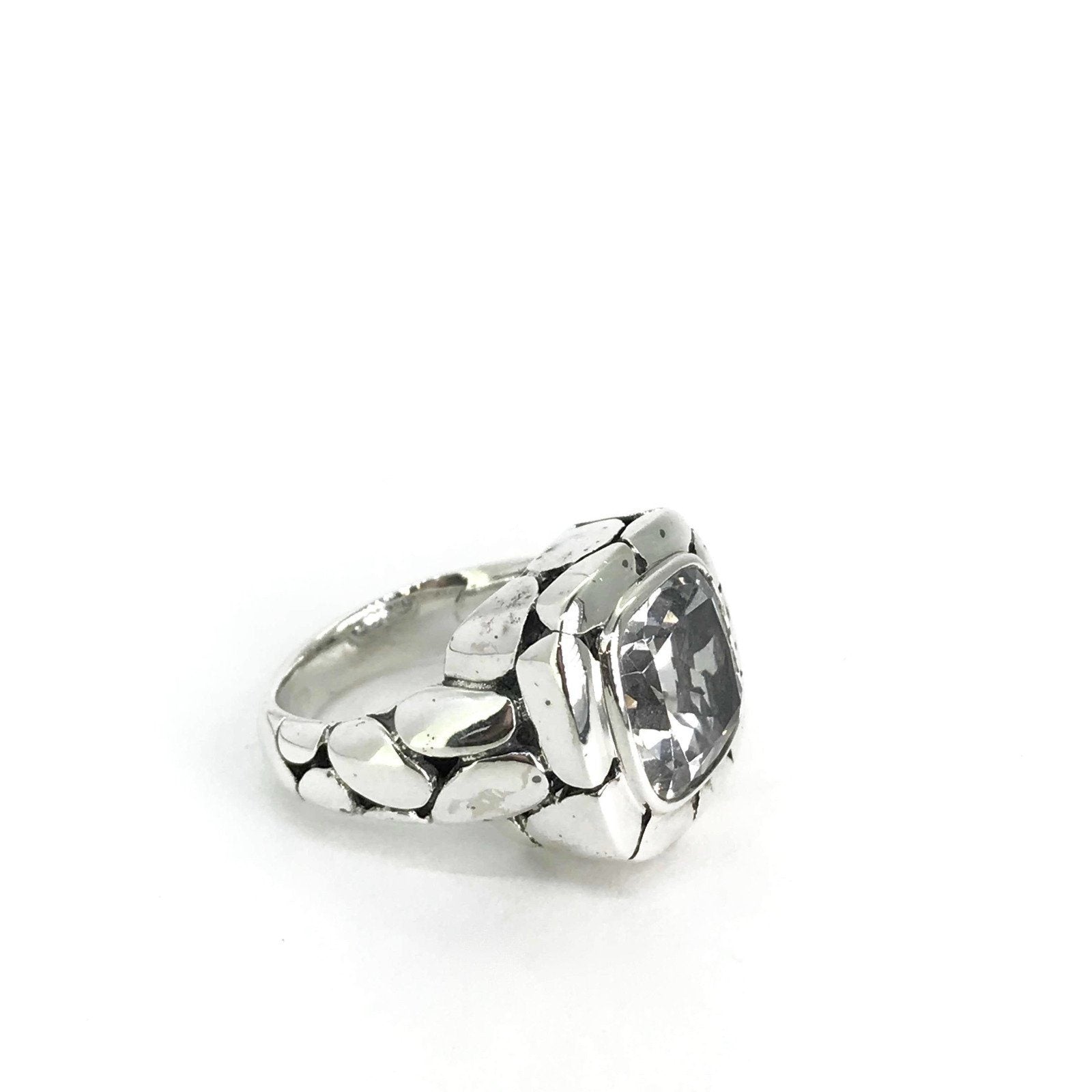 John Hardy Batu Kali square White Topaz ring