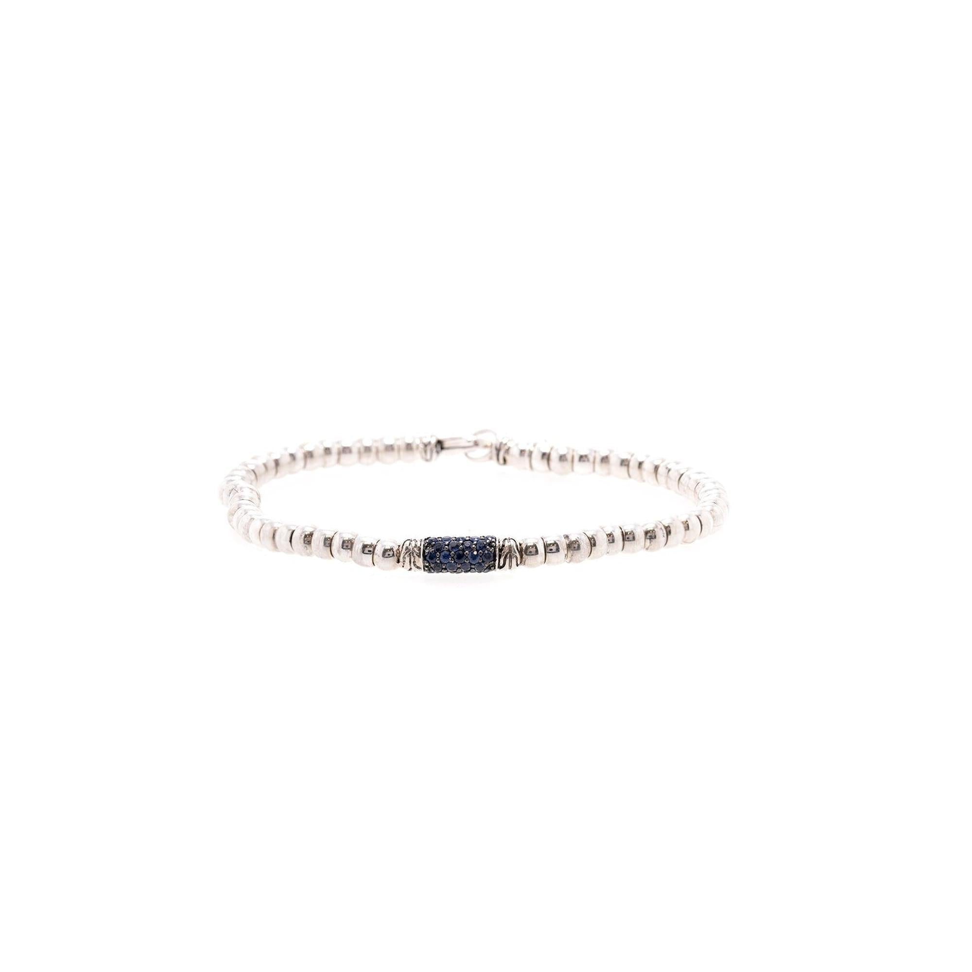 John Hardy Bedeg Lava Beaded Bracelet with Blue Sapphires