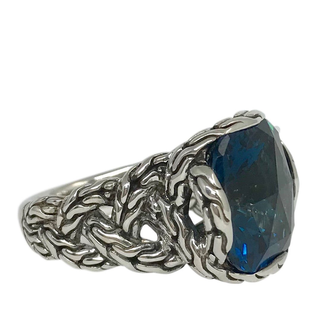 John Hardy Classic Chain Braided Ring with London Blue Topaz