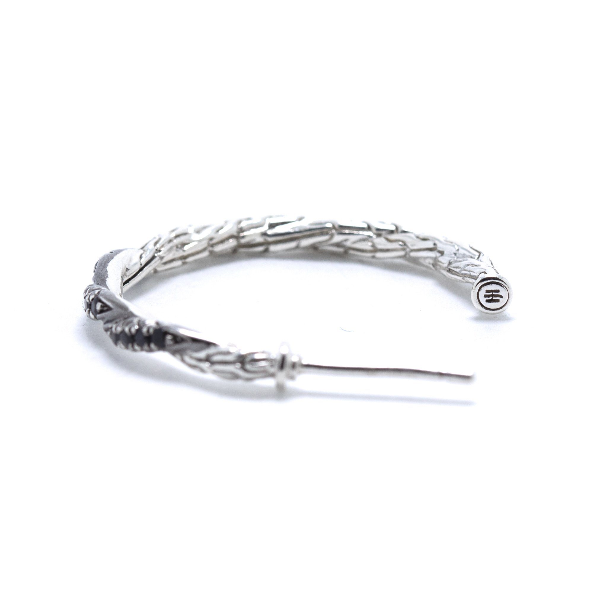 John Hardy Classic Chain Hoop Earrings with Black Sapphires