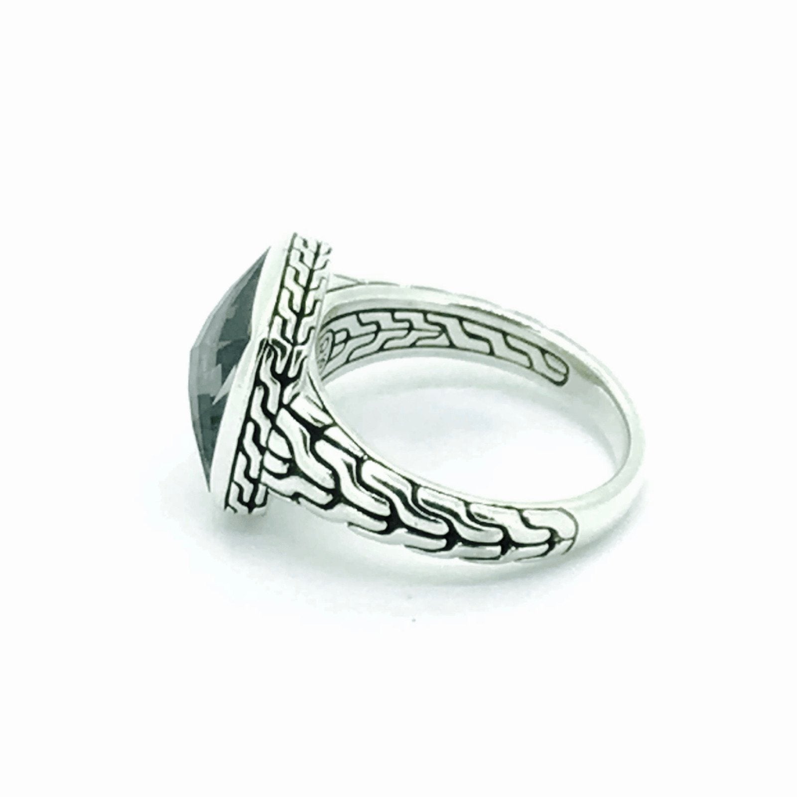 John Hardy Classic Chain Ring Set with Crystal in Sterling Silver