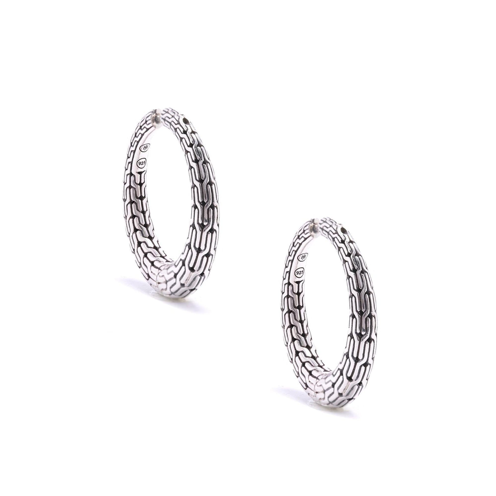 John Hardy Curved Chain Graduated Hoop Earrings