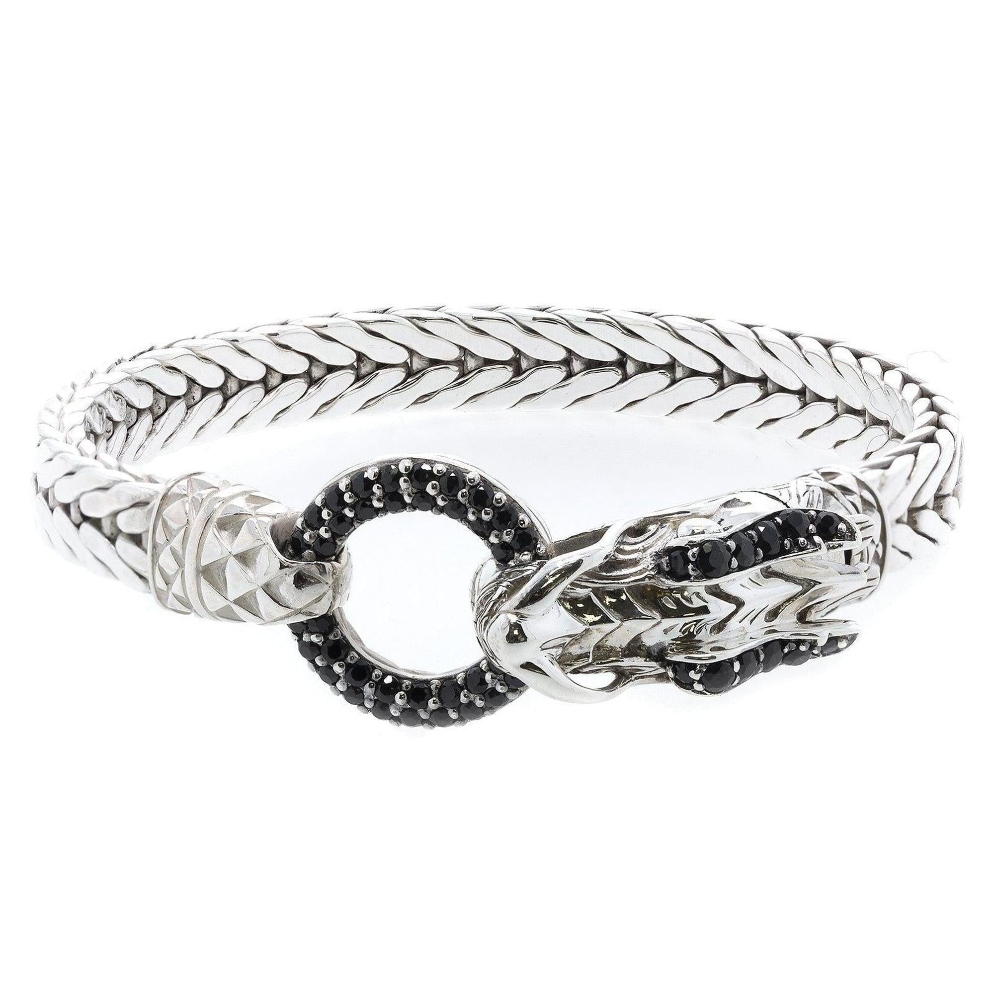 John Hardy Legends Collection Naga Station Bracelet with Black Sapphires
