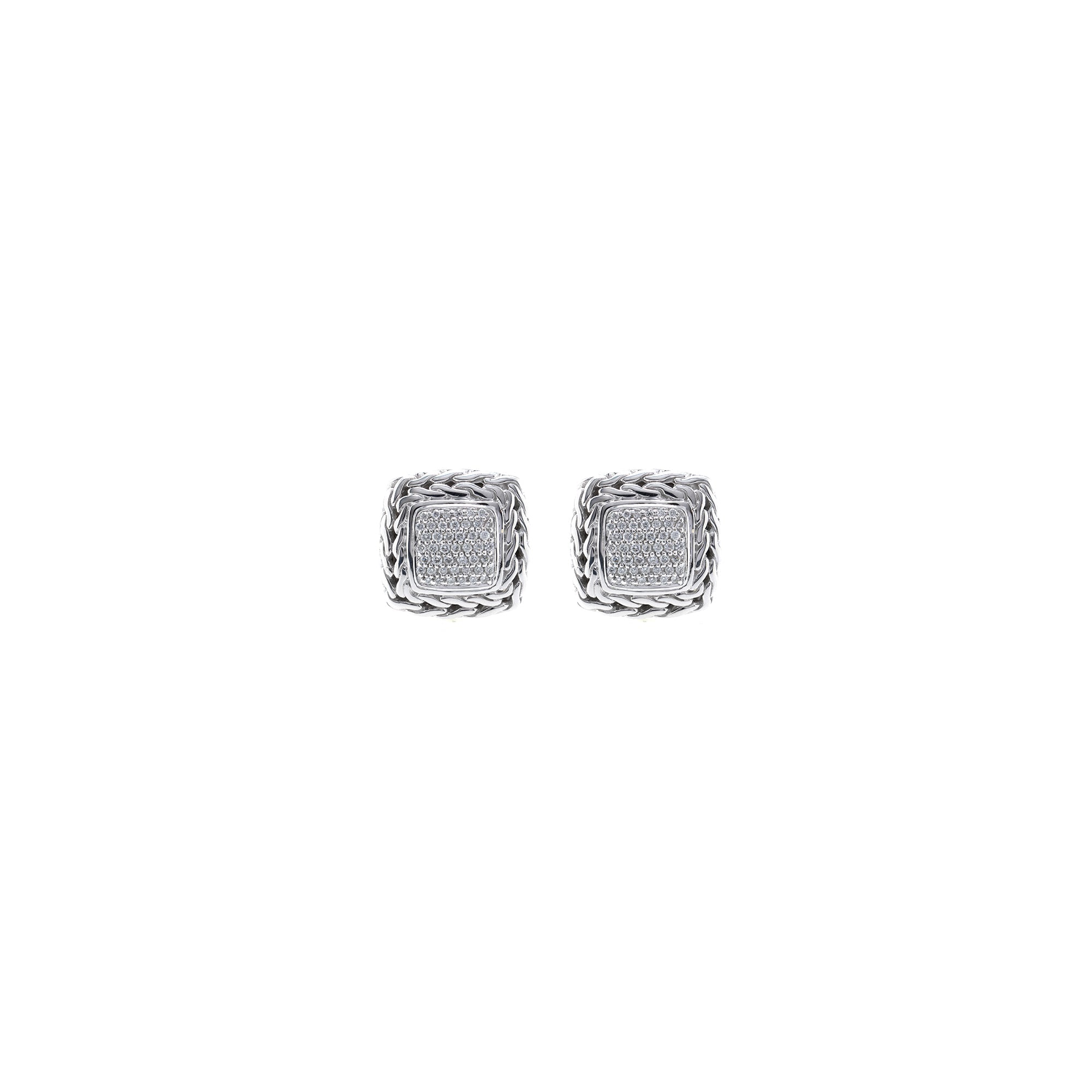 John Hardy Pave Diamond Classic Chain Earrings