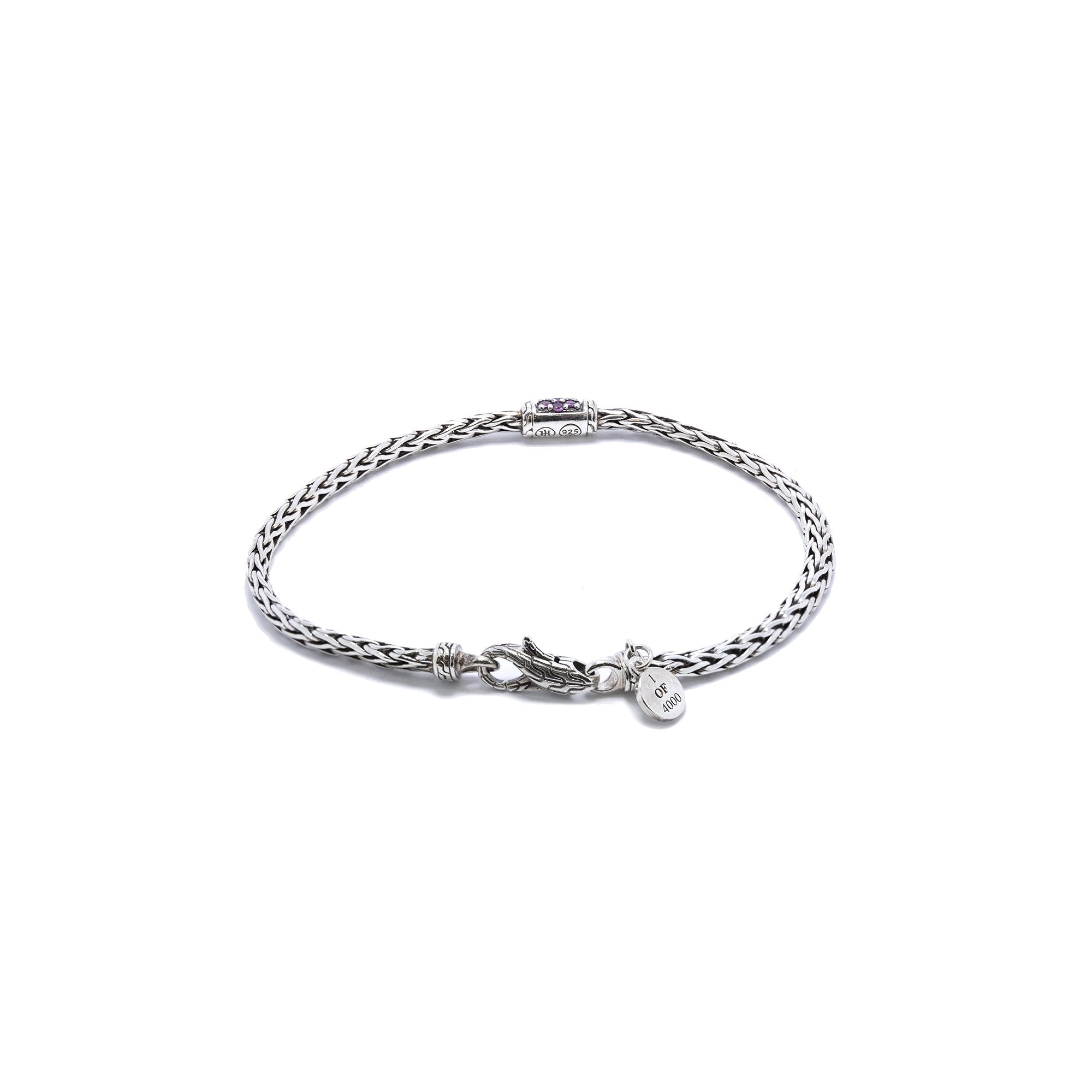John Hardy Pink Sapphire 40th Anniversary Classic Chain Lava Slim Bracelet