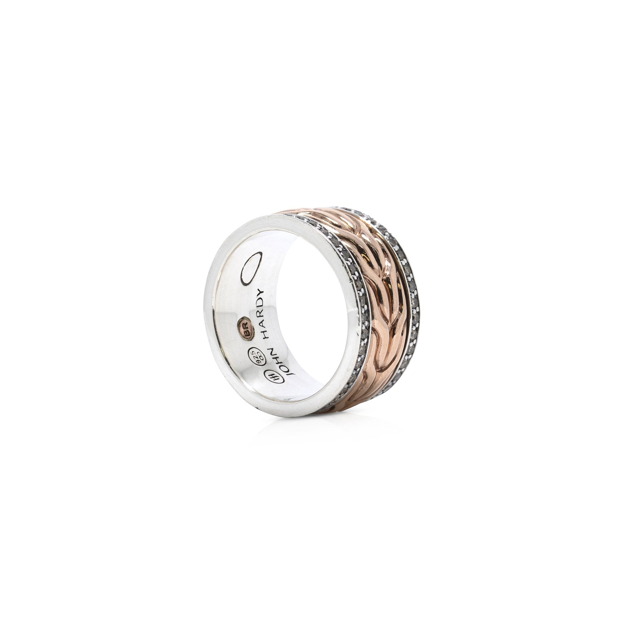 John Hardy Two-Tone Classic Chain Lava Ring with Diamonds