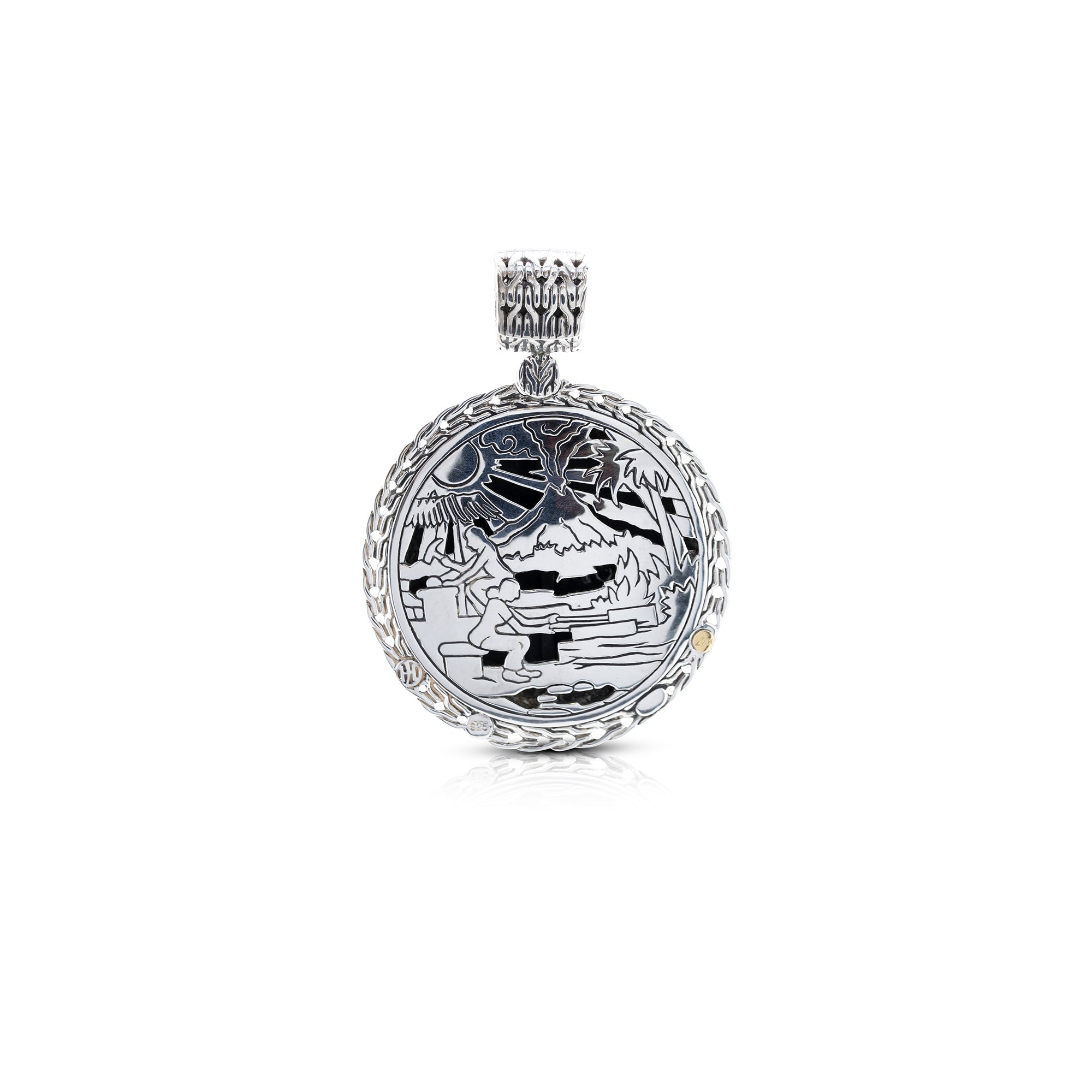 John Hardy Two-Tone Large Palu Round Pendant