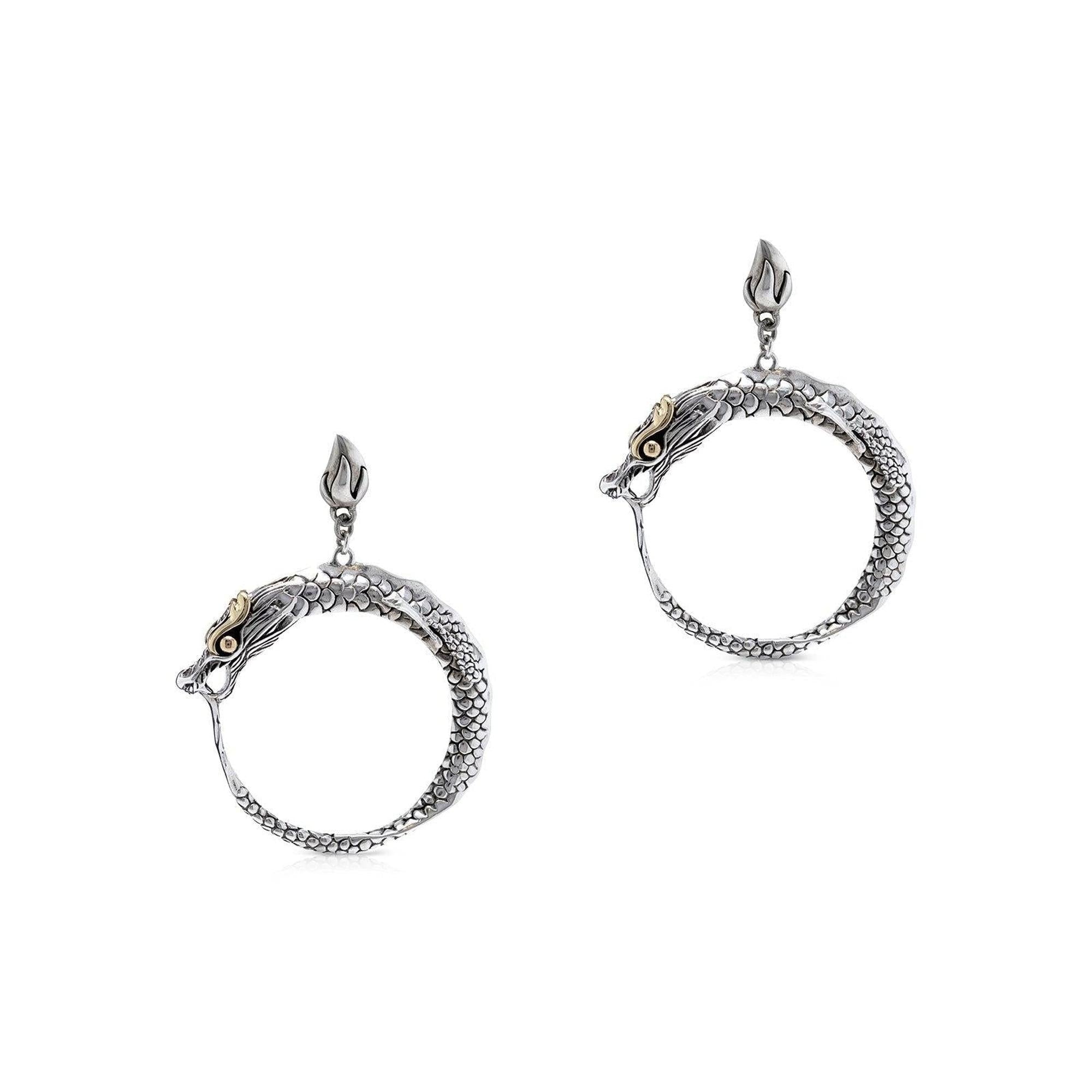 John Hardy Two-Tone Naga Dragon Drop Earrings