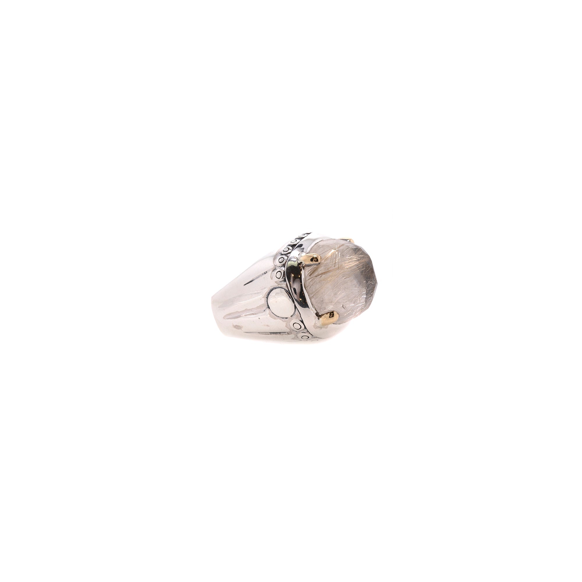 John Hardy Two-Tone Rutilated Quartz Cocktail Ring