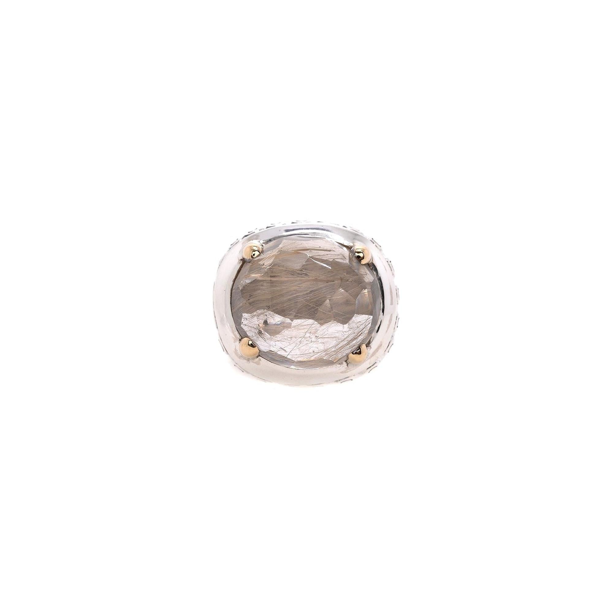 John Hardy Two-Tone Rutilated Quartz Cocktail Ring