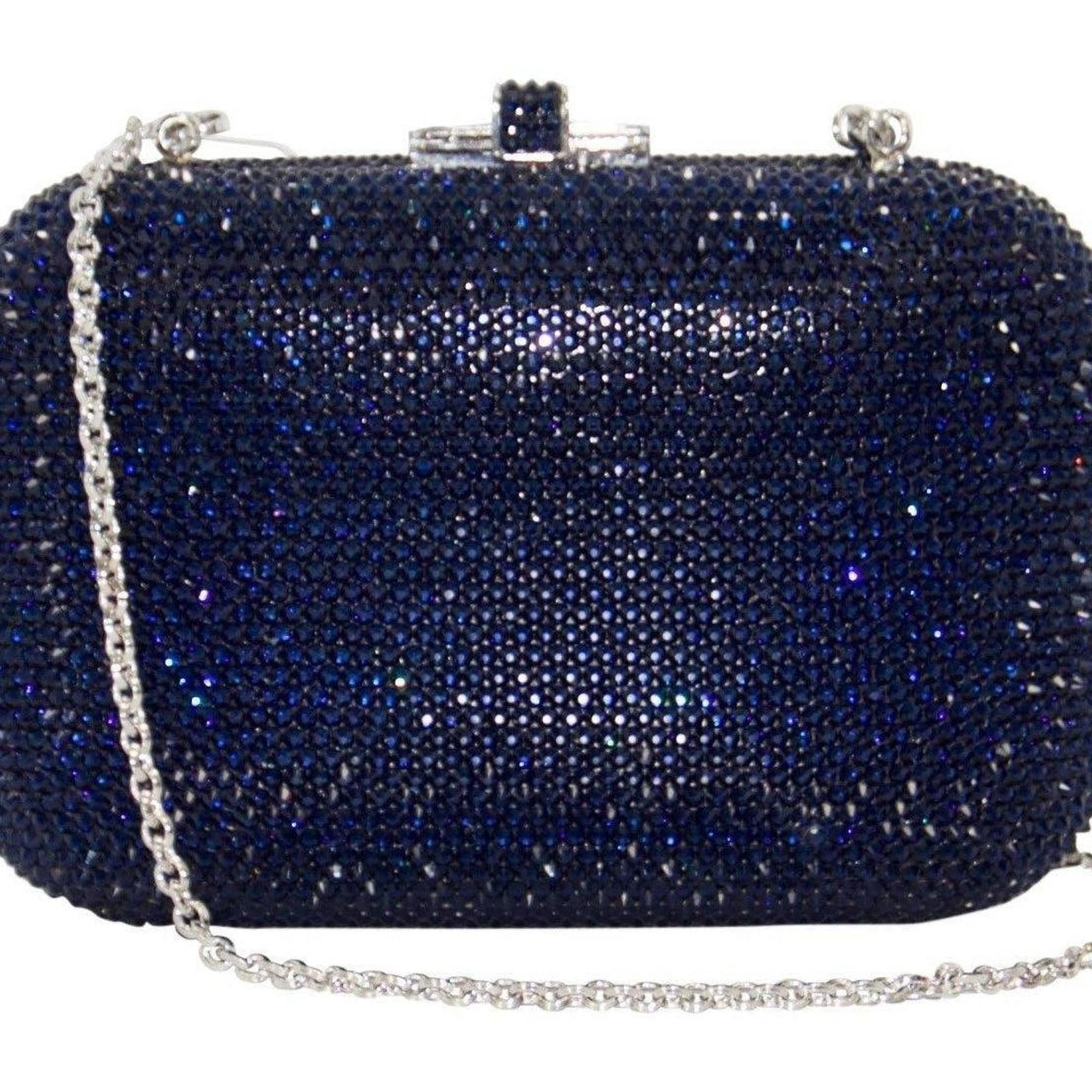 Judith Leiber Blue Slide Lock Clutch