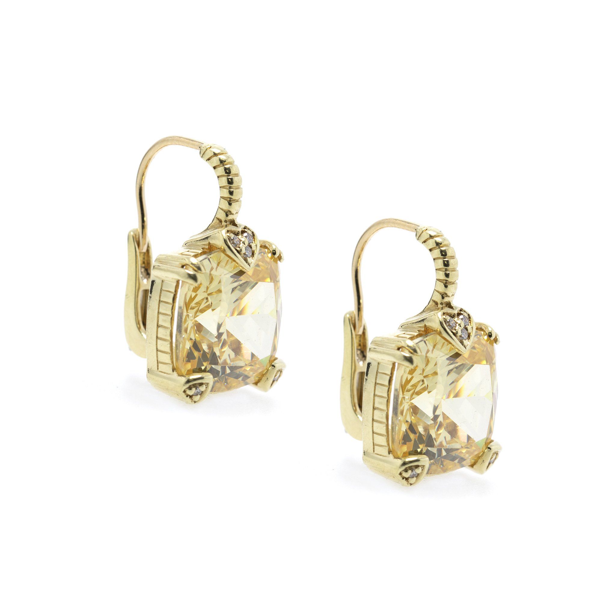 Judith Ripka 18k Gold Canary Crystal & Diamond Lola Earrings