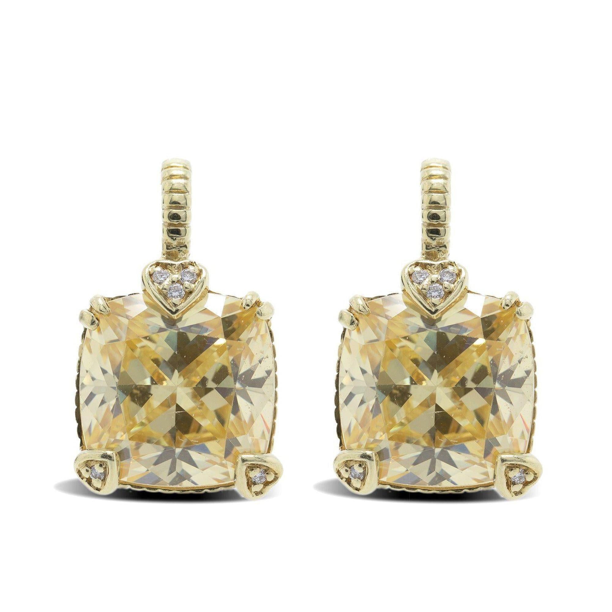 Judith Ripka 18k Gold Canary Crystal & Diamond Lola Earrings
