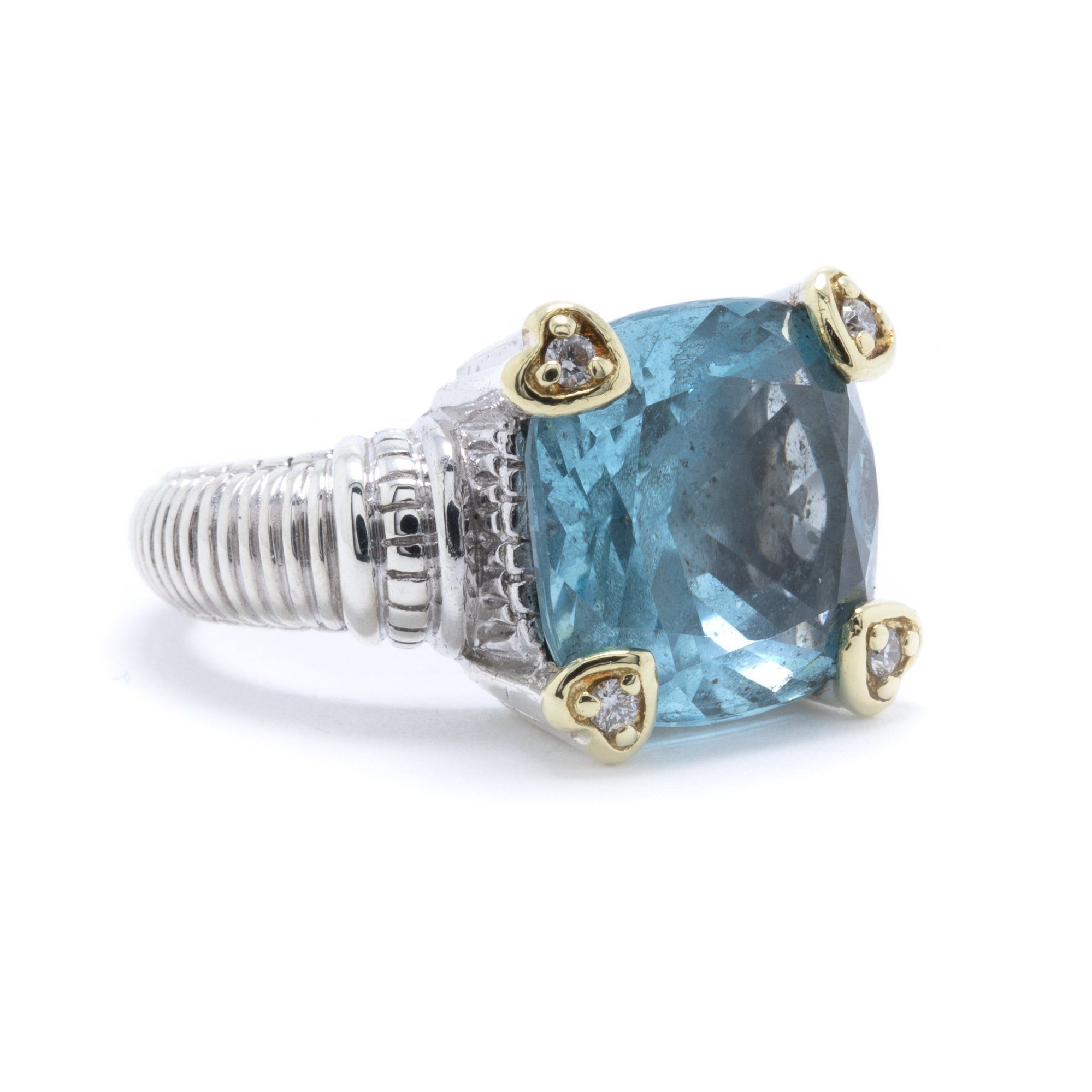 Judith Ripka Blue Topaz & Diamond Ring
