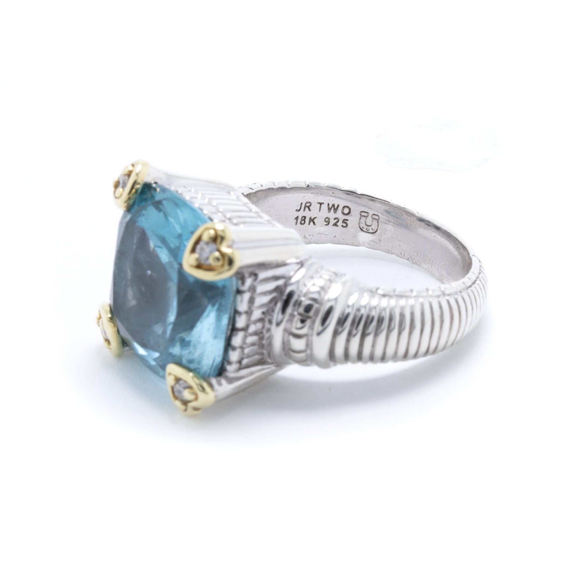 Judith Ripka Blue Topaz & Diamond Ring