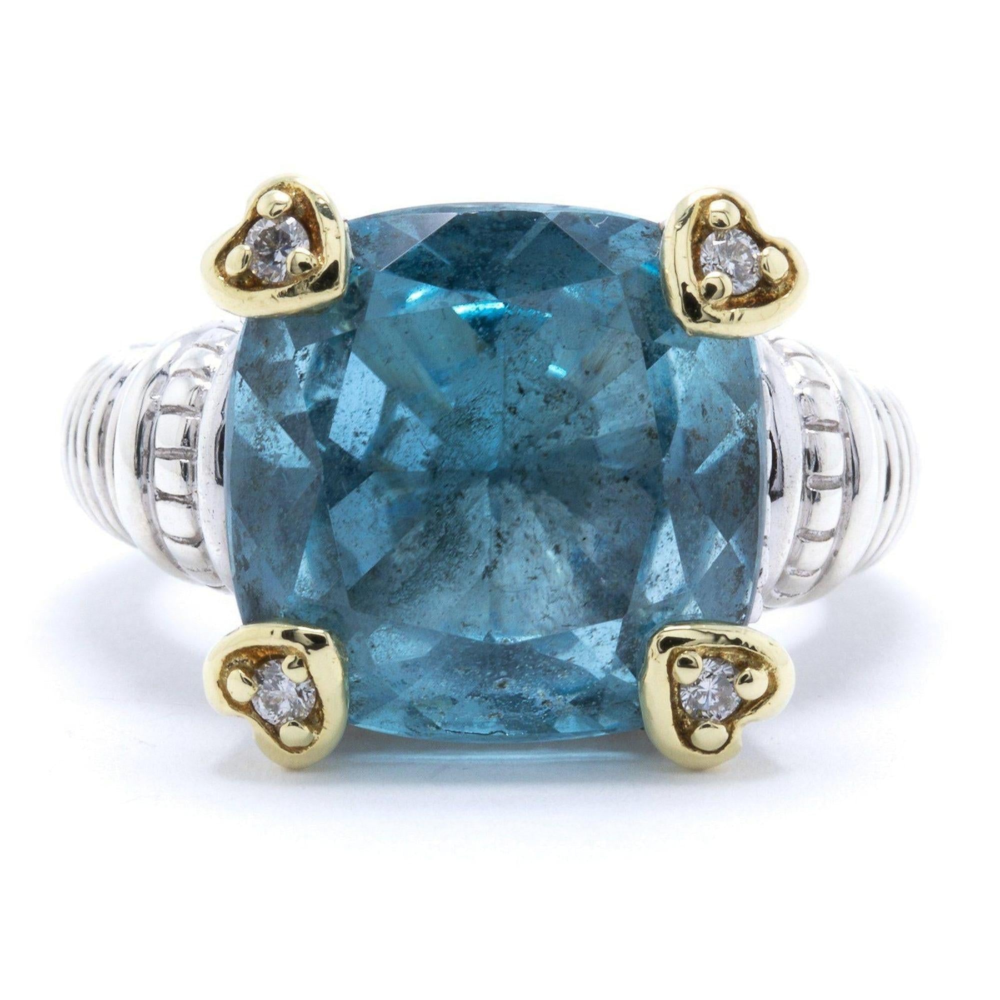 Judith Ripka Blue Topaz & Diamond Ring