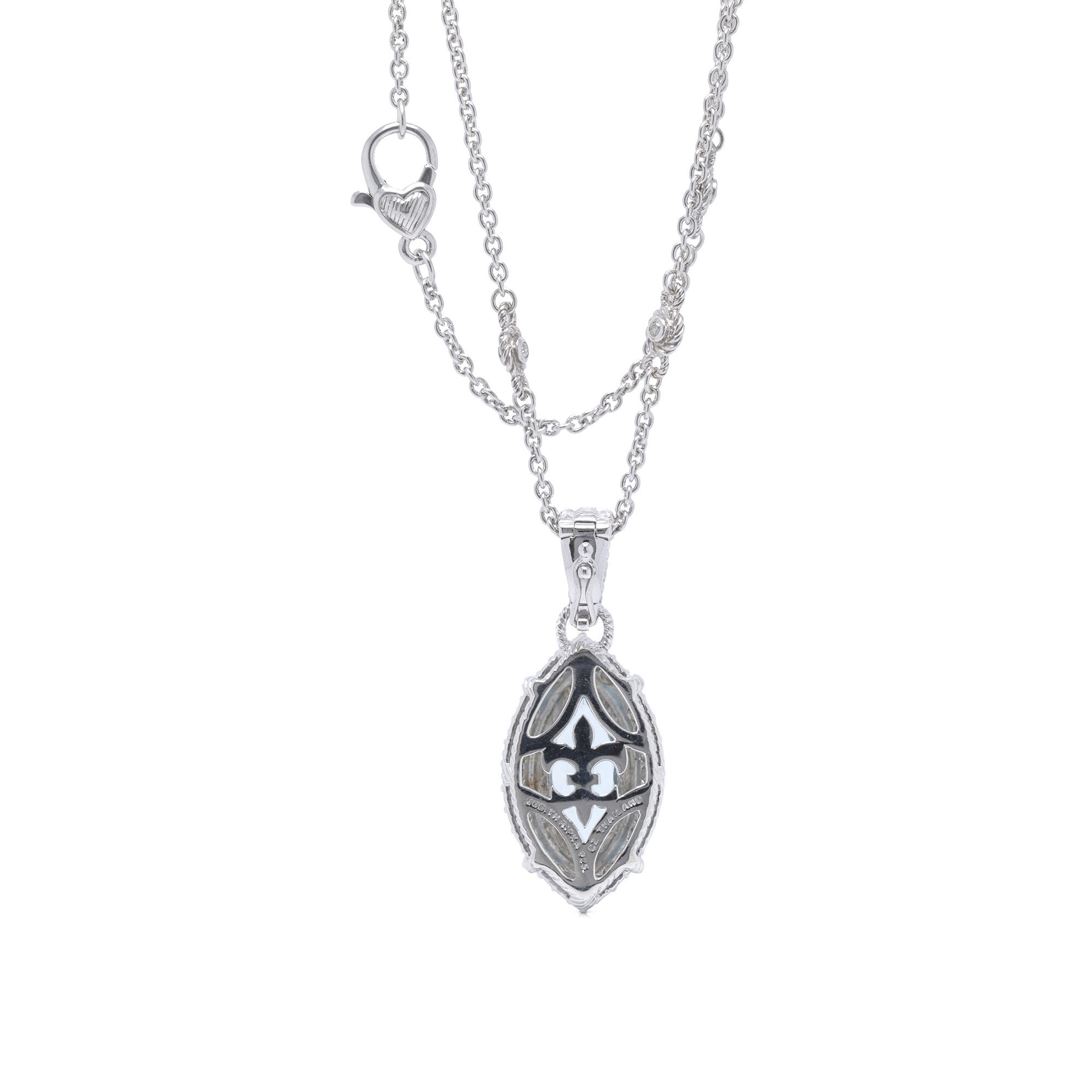 Judith Ripka Blue Topaz Marquise Enhancer Pendant Necklace