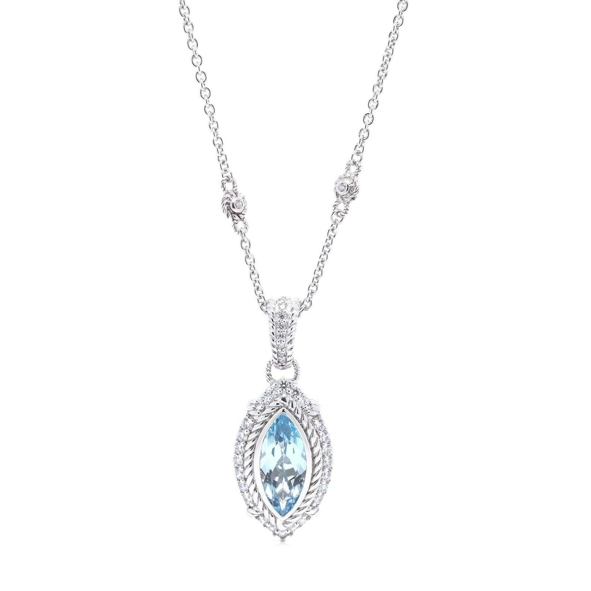Judith Ripka Blue Topaz Marquise Enhancer Pendant Necklace