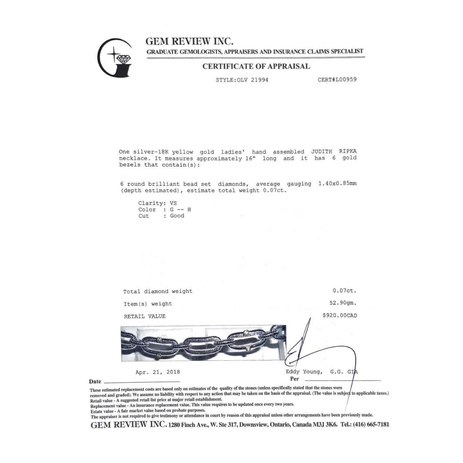 Judith Ripka Diamond Station Link Necklace