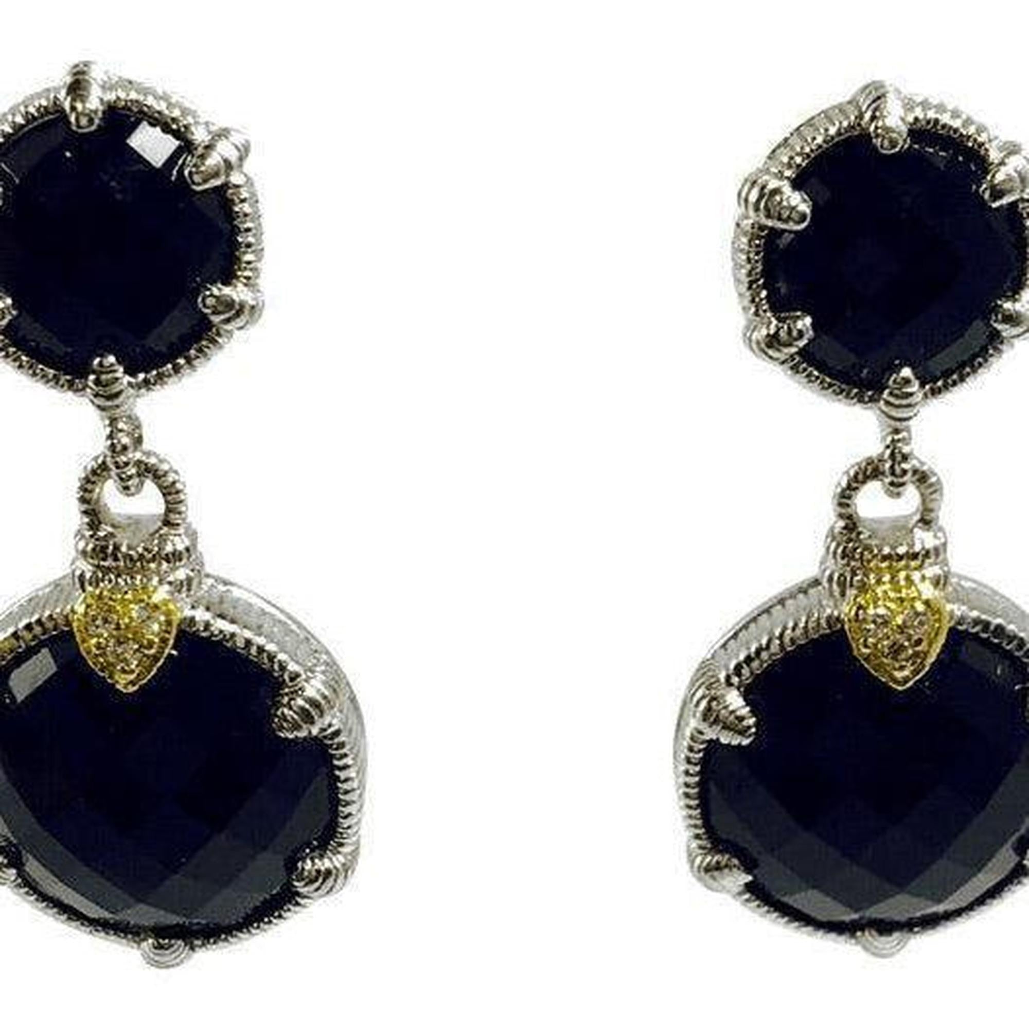 Judith Ripka Eclipse Double Black Onyx Drop Earrings