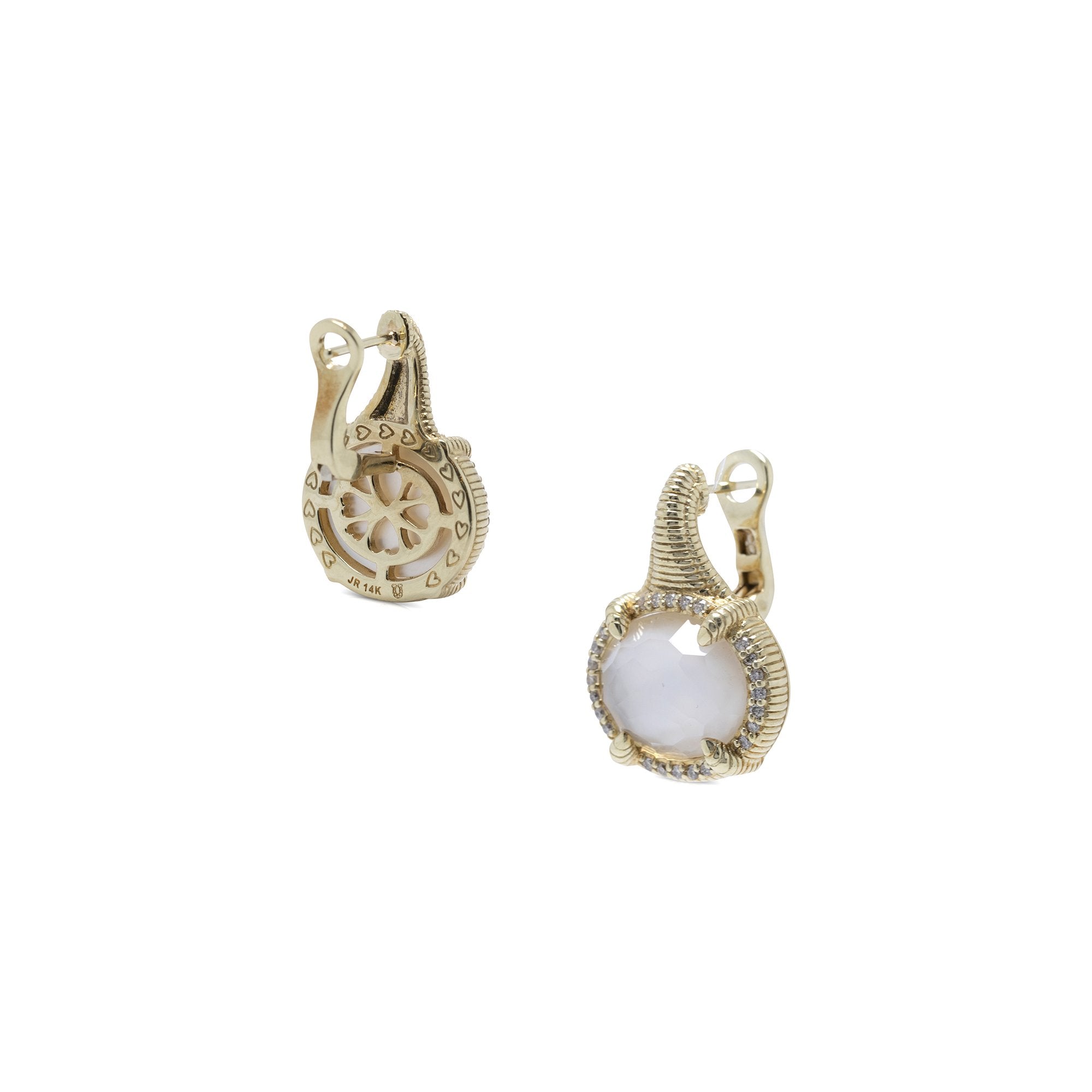 Judith Ripka Glacier Mother of Pearl, Quartz & Diamond Doublet Drop Earrings