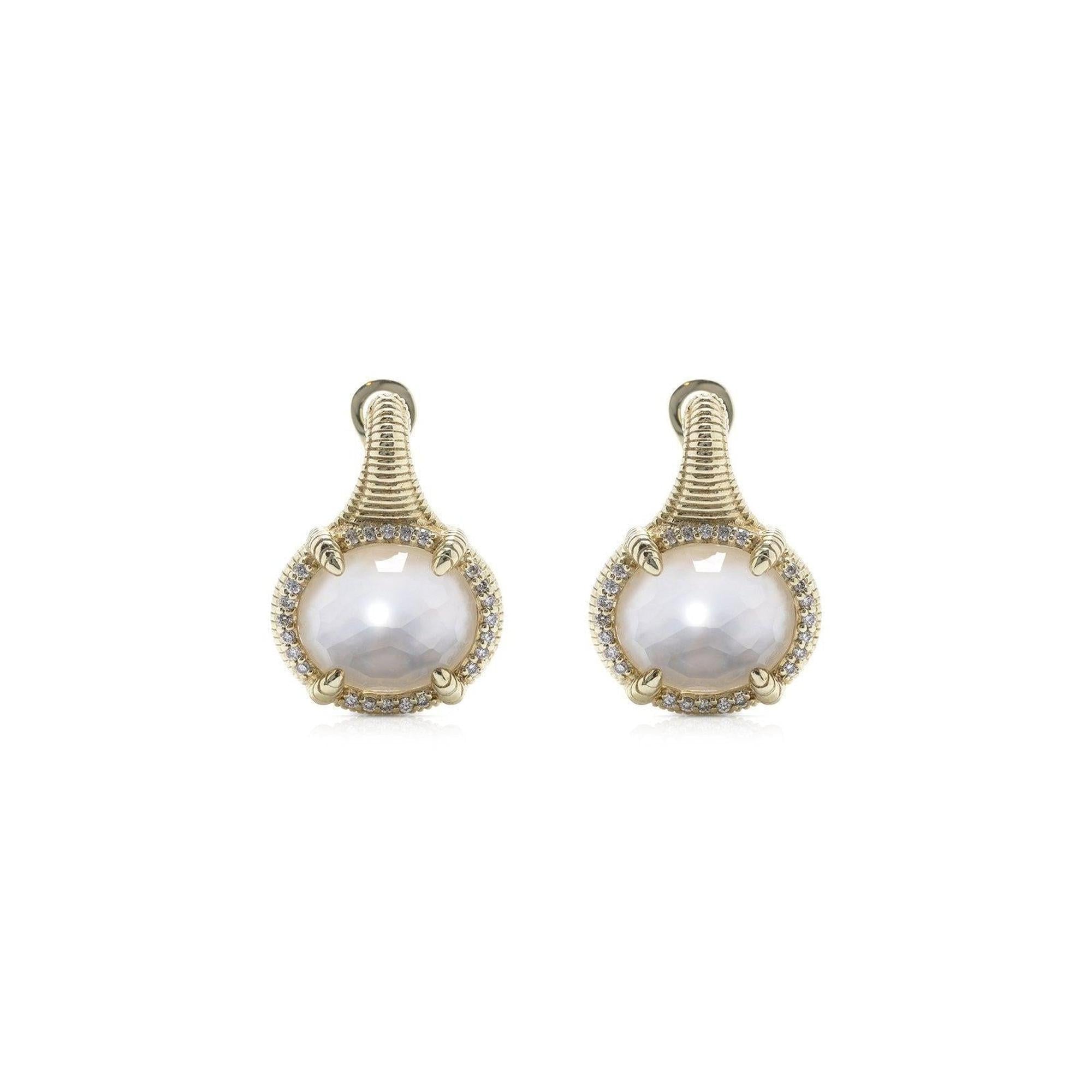Judith Ripka Glacier Mother of Pearl, Quartz & Diamond Doublet Drop Earrings