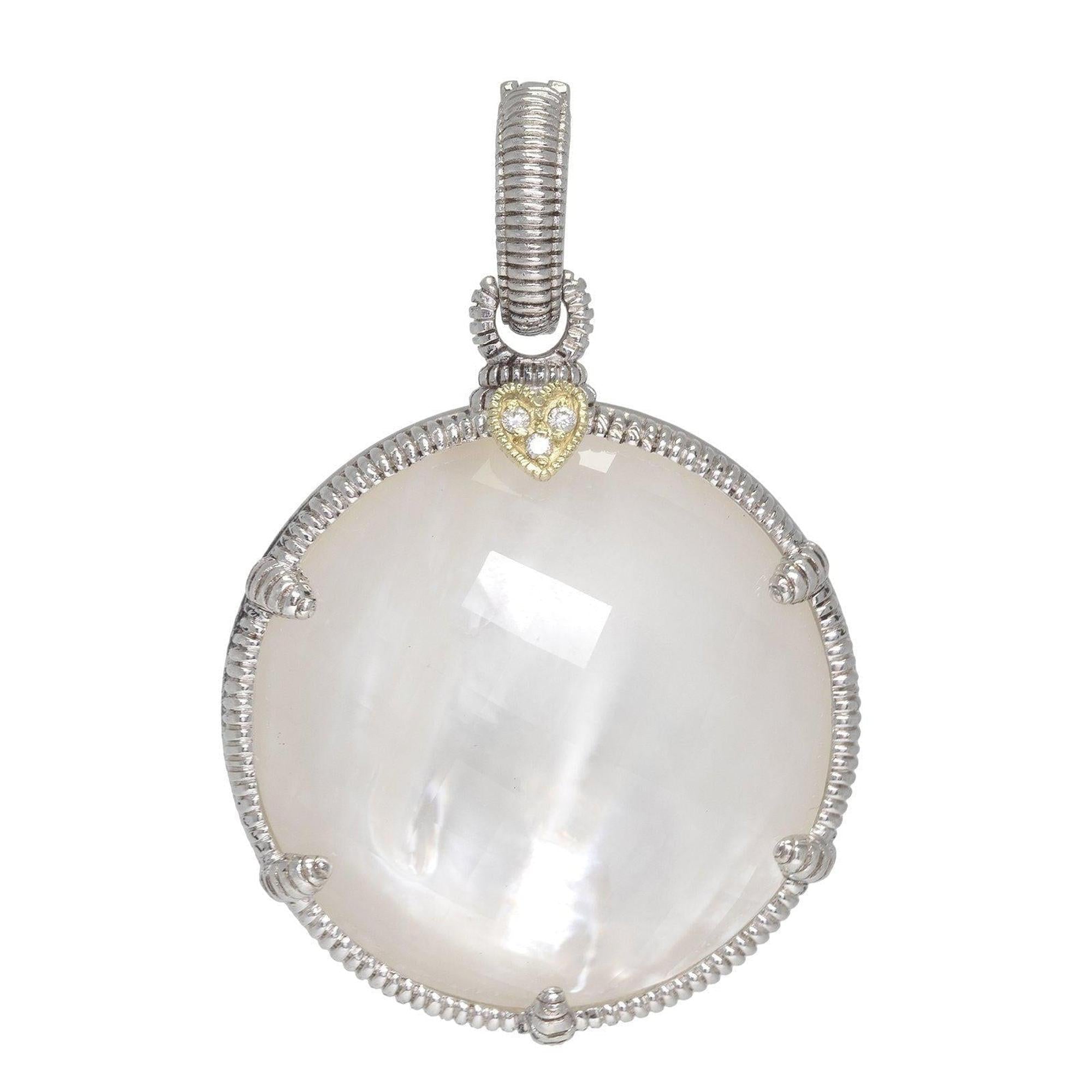 Judith Ripka Mother of Pearl Doublet and Diamond Eclipse Pendant