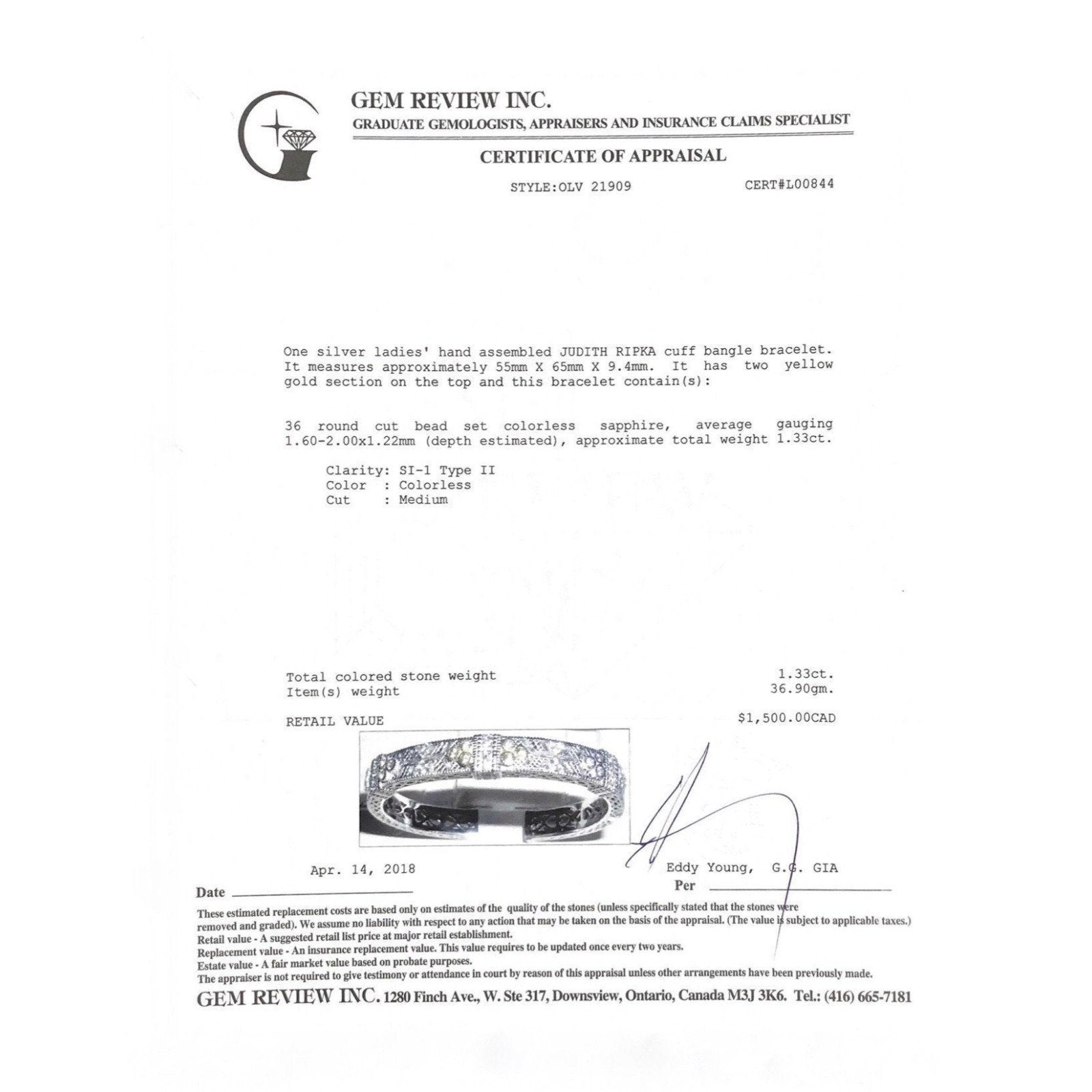 Judith Ripka Sapphire Cuff Bracelet