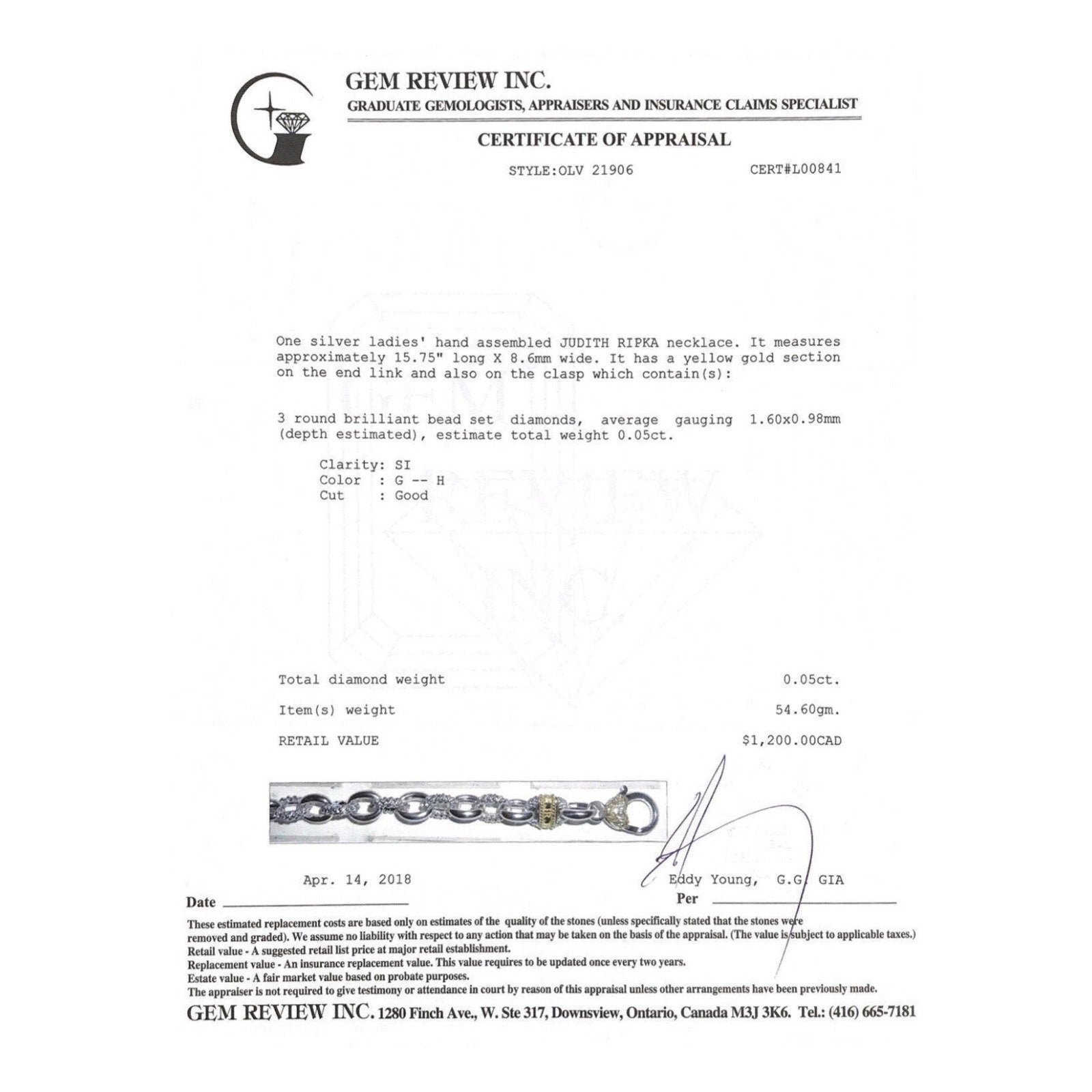 Judith Ripka Small Logo Fontaine Link Necklace