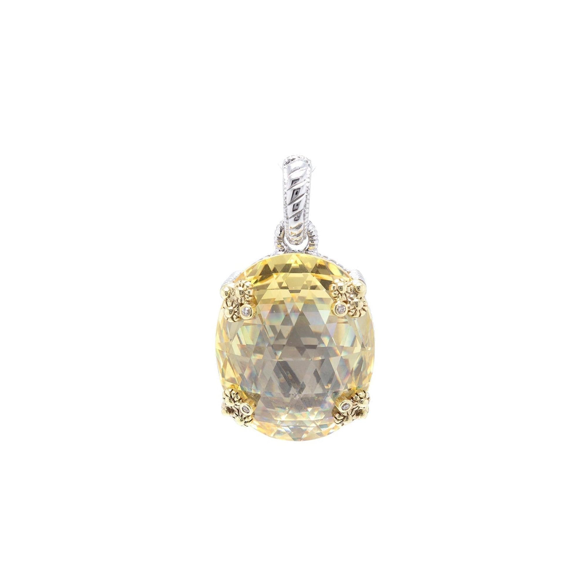 Judith Ripka Two-Tone Canary Crystal & Diamond Lola Pendant