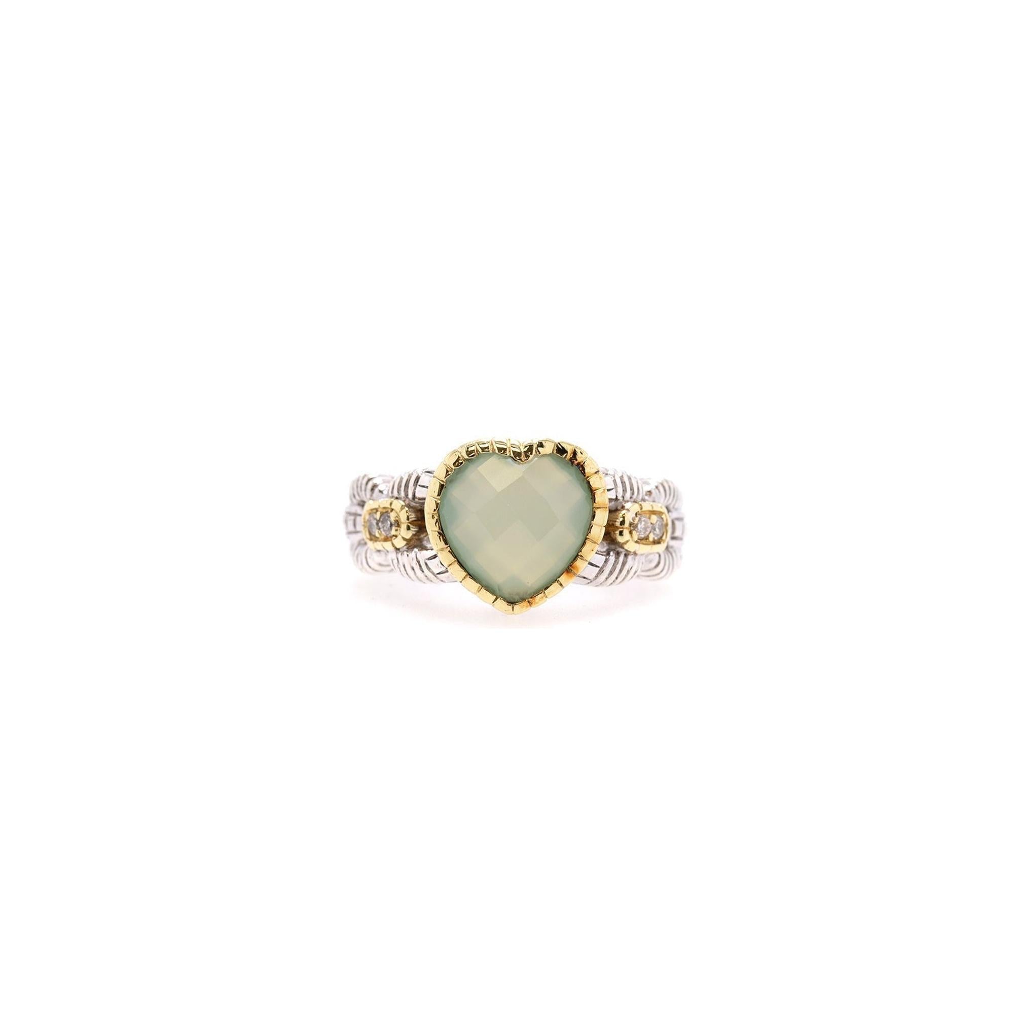 Judith Ripka Two-Tone Chalcedony & Diamond Heart Cocktail Ring