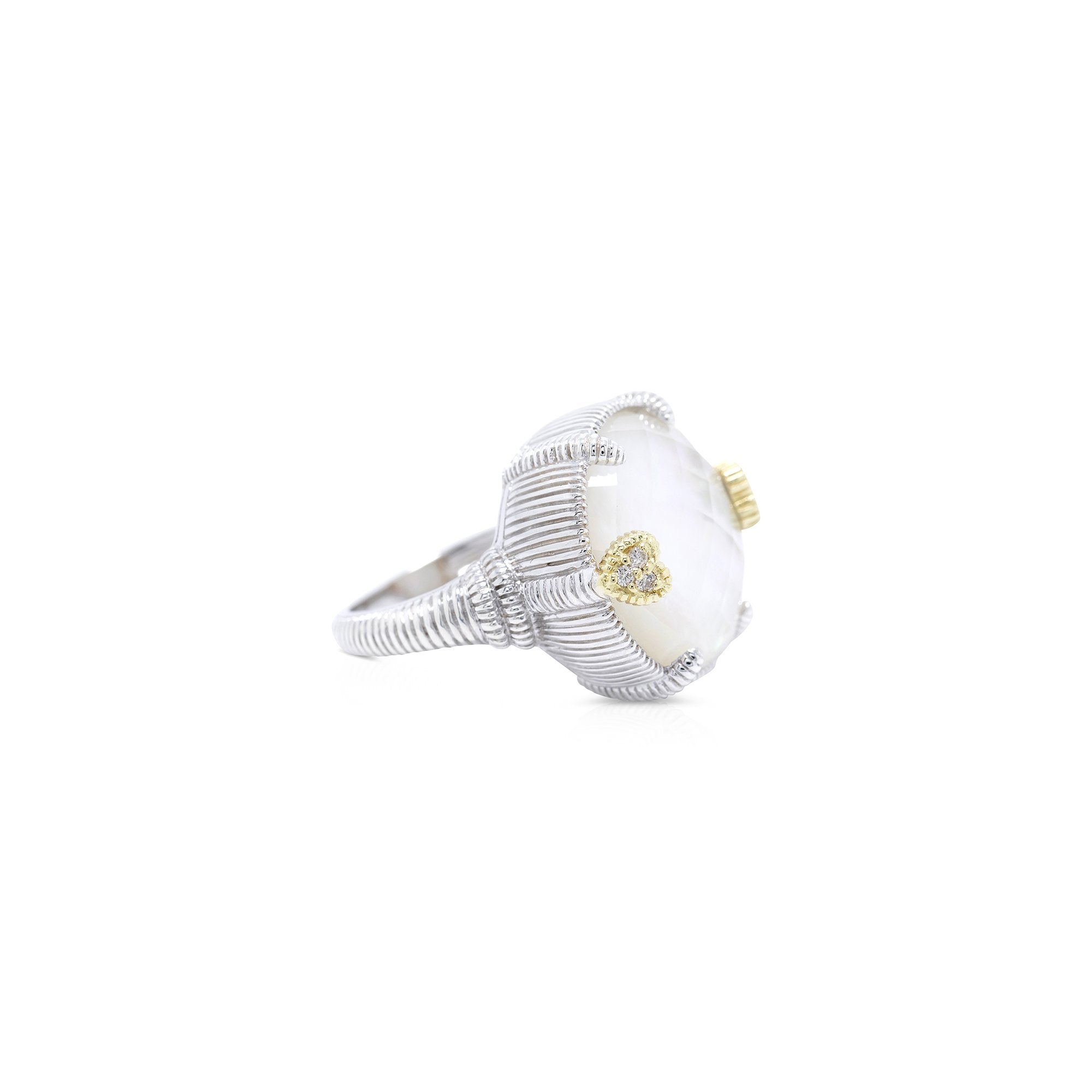 Judith Ripka Two-Tone Mother of Pearl Doublet and Diamond Ring