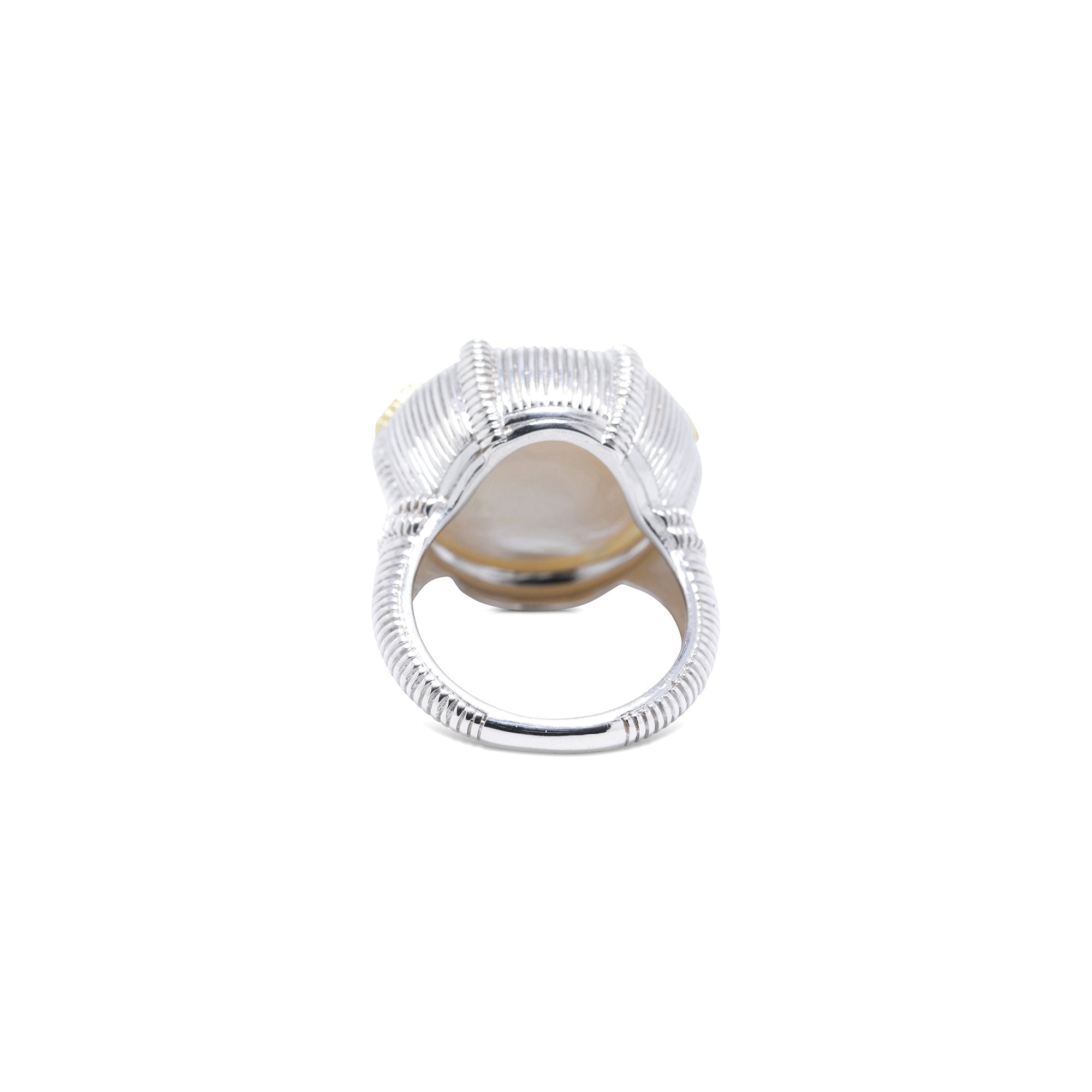 Judith Ripka Two-Tone Mother of Pearl Doublet and Diamond Ring