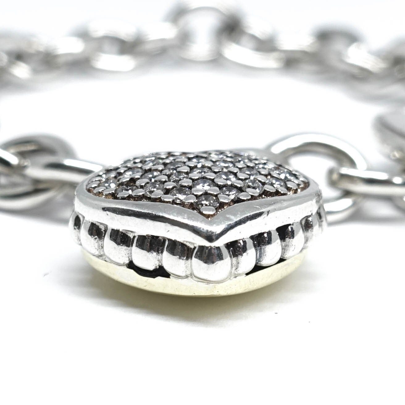 Lagos Two-Tone Diamond Heart Charm Bracelet