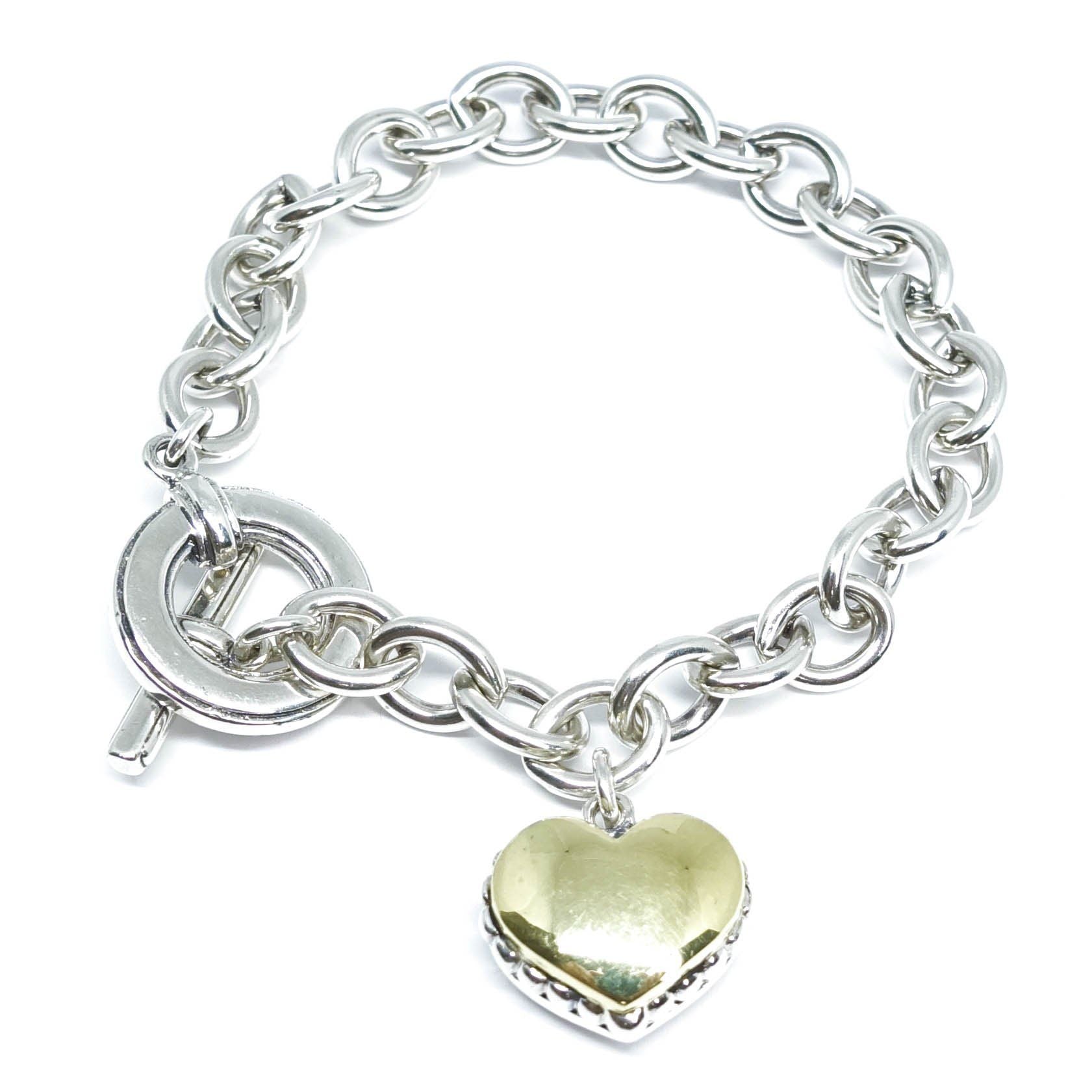 Lagos Two-Tone Diamond Heart Charm Bracelet